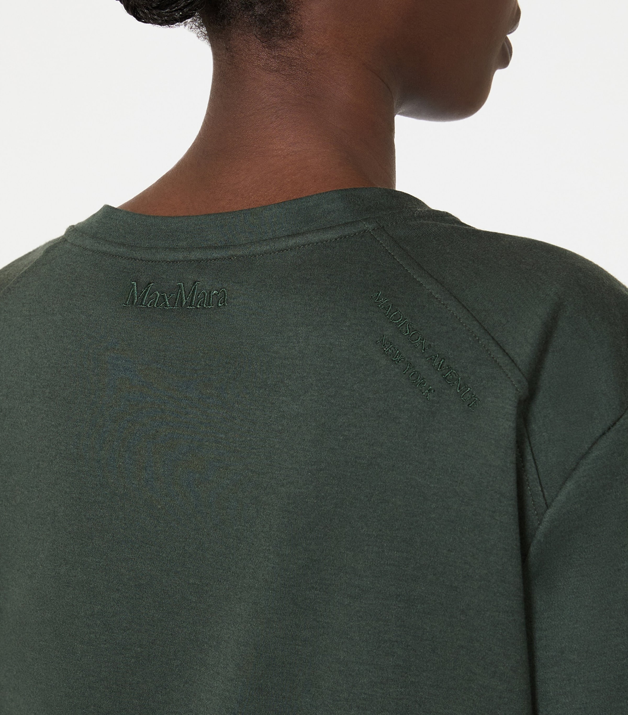 Max Mara Womens Stretch-Cotton T-Shirt Dark Green Image 5