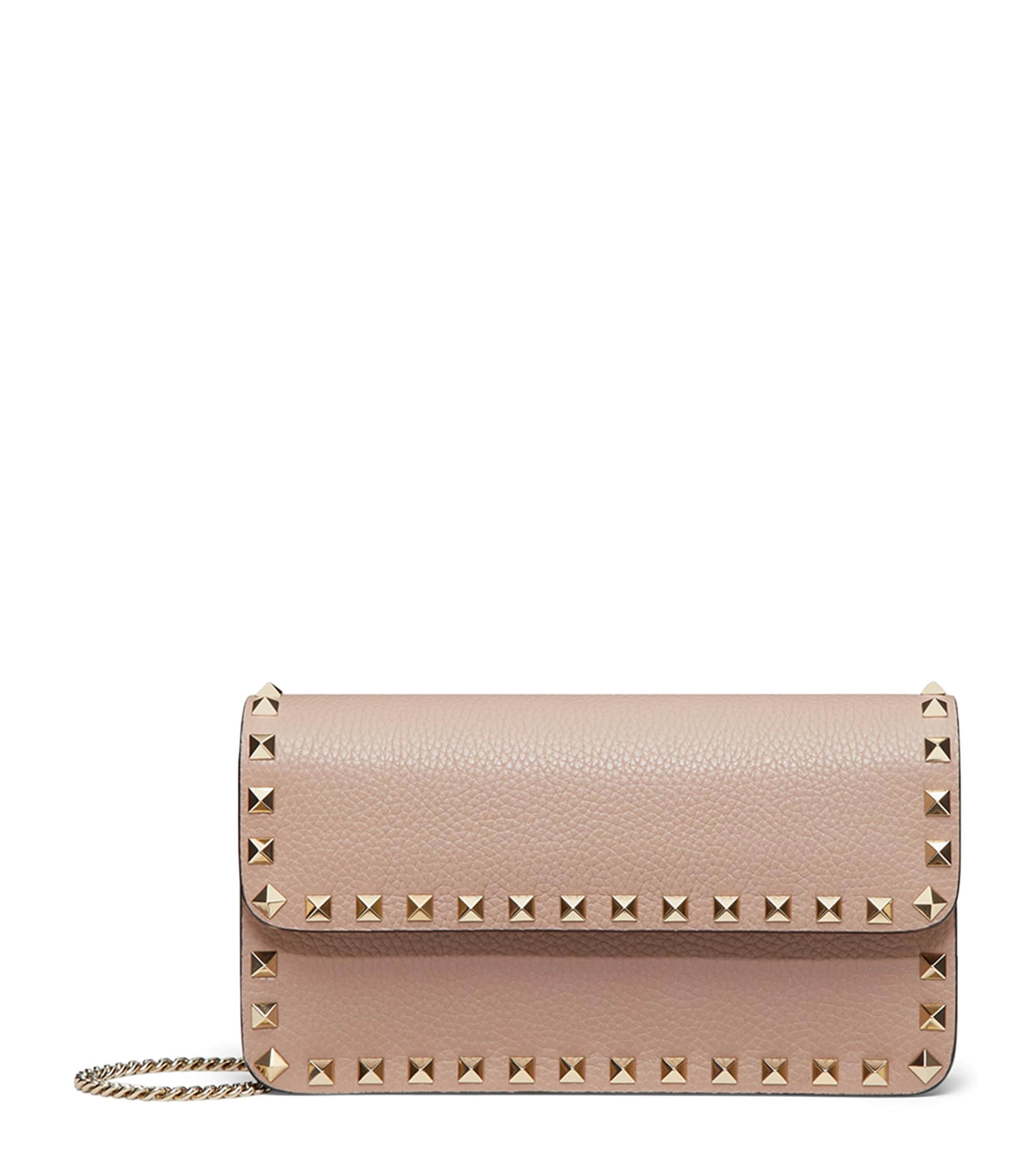 Valentino Garavani Leather Rockstud Chain Wallet | Harrods US