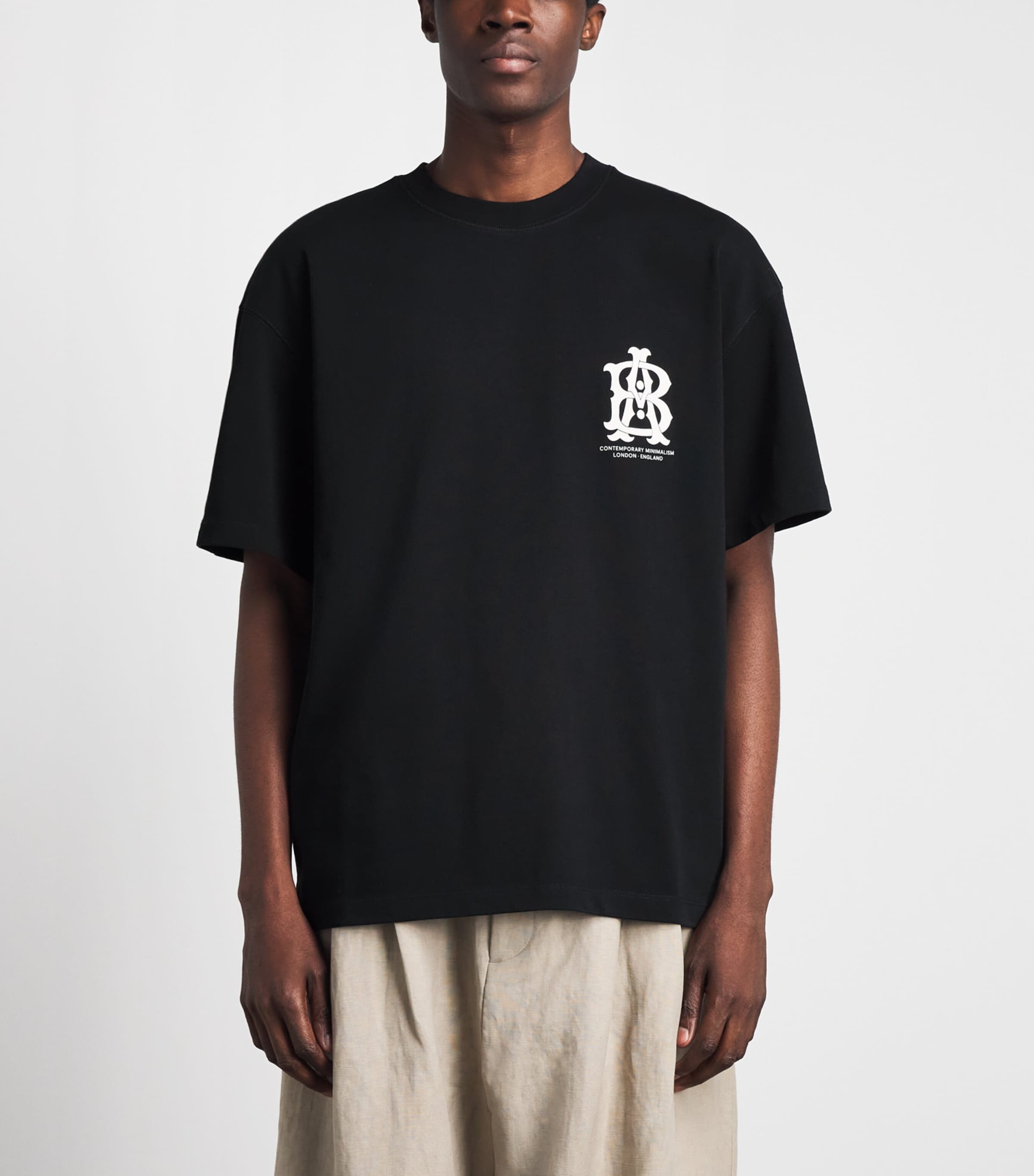 about:blank Mens Oversized Monogram T-Shirt Black Image 4