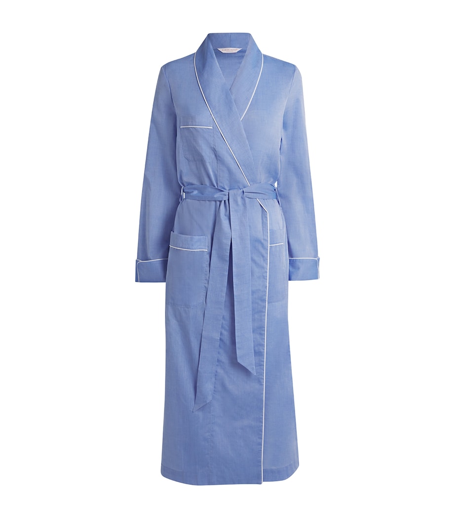 Cotton Contrast-Trim Robe BLUE Image 1