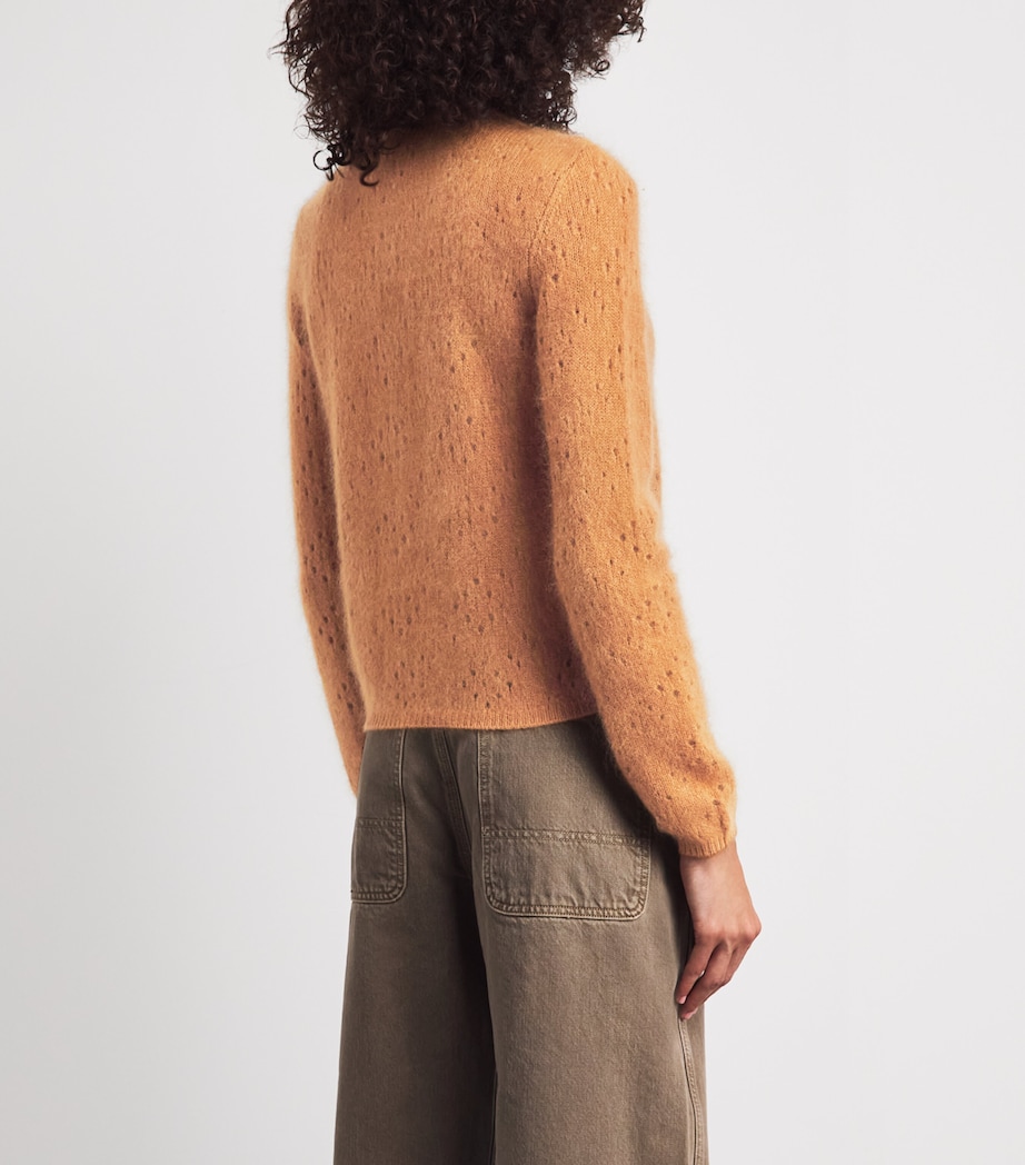 FRAME Womens Wool-Cashmere Airy Teddy Cardigan Camel Image 5