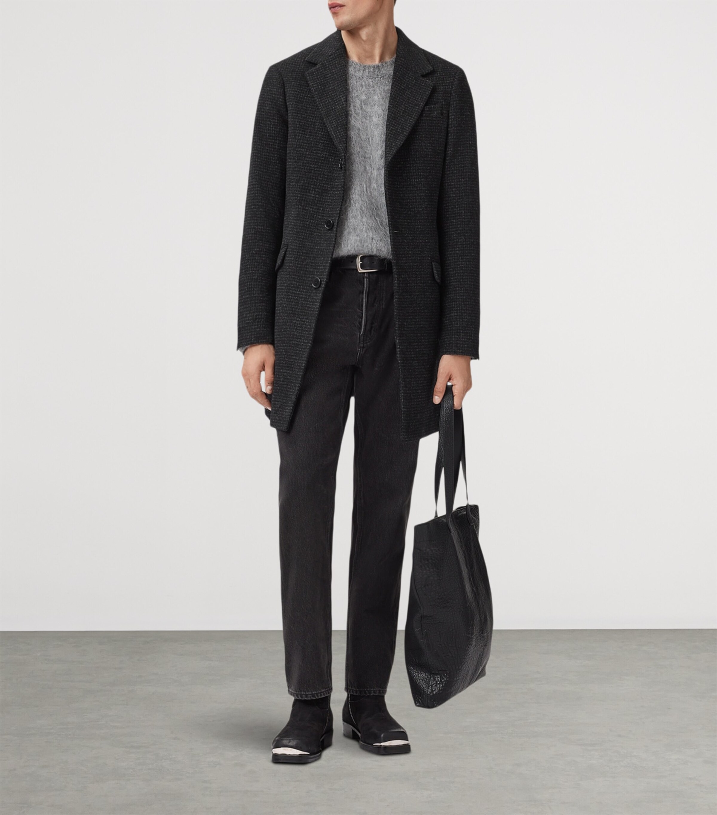 Wool-Blend Slim Caspian Coat CINDER BLACK MARL Image 3