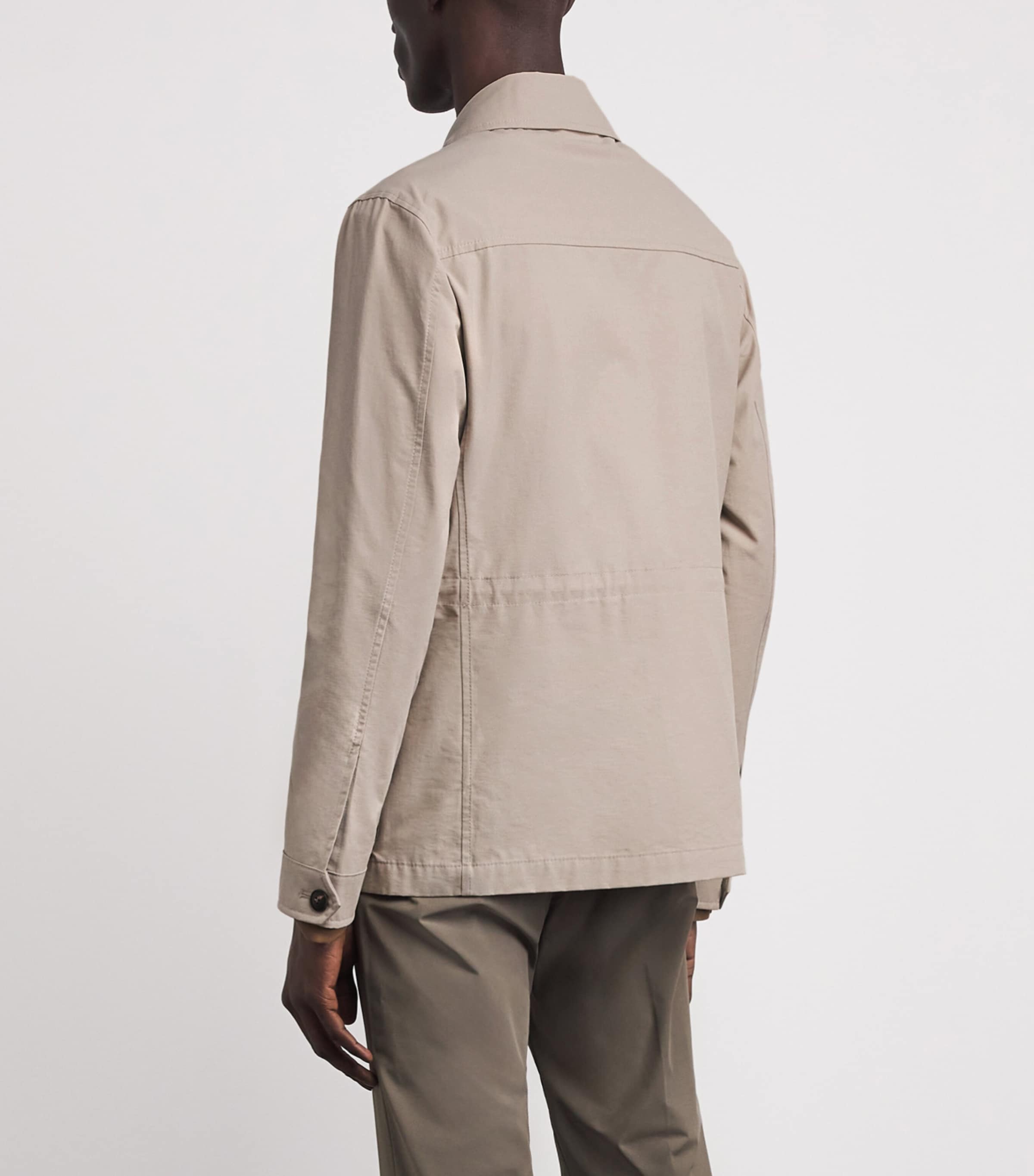 Pal Zileri Mens Cotton-Blend Field Jacket Light Brown Image 5