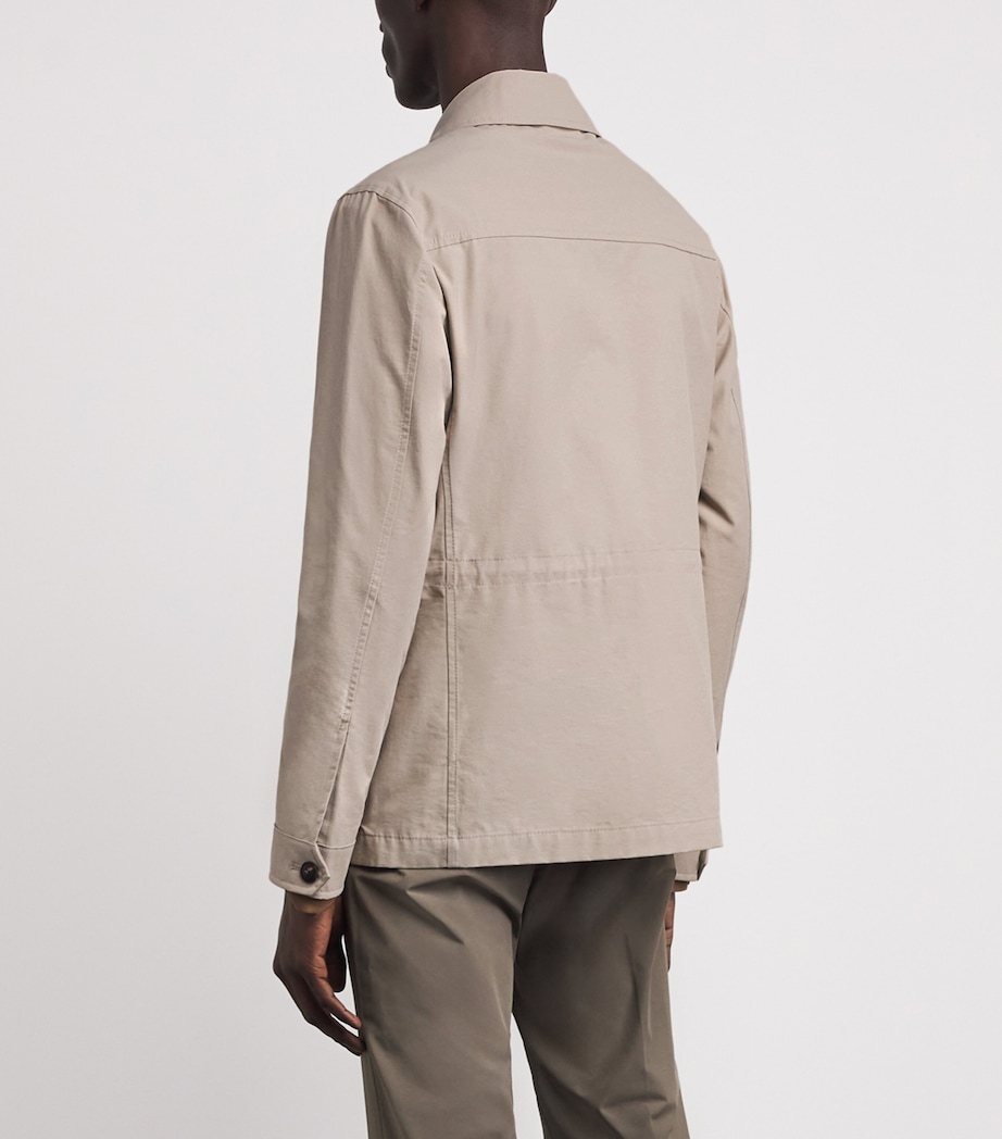 Pal Zileri Mens Cotton-Blend Field Jacket Light Brown Image 5