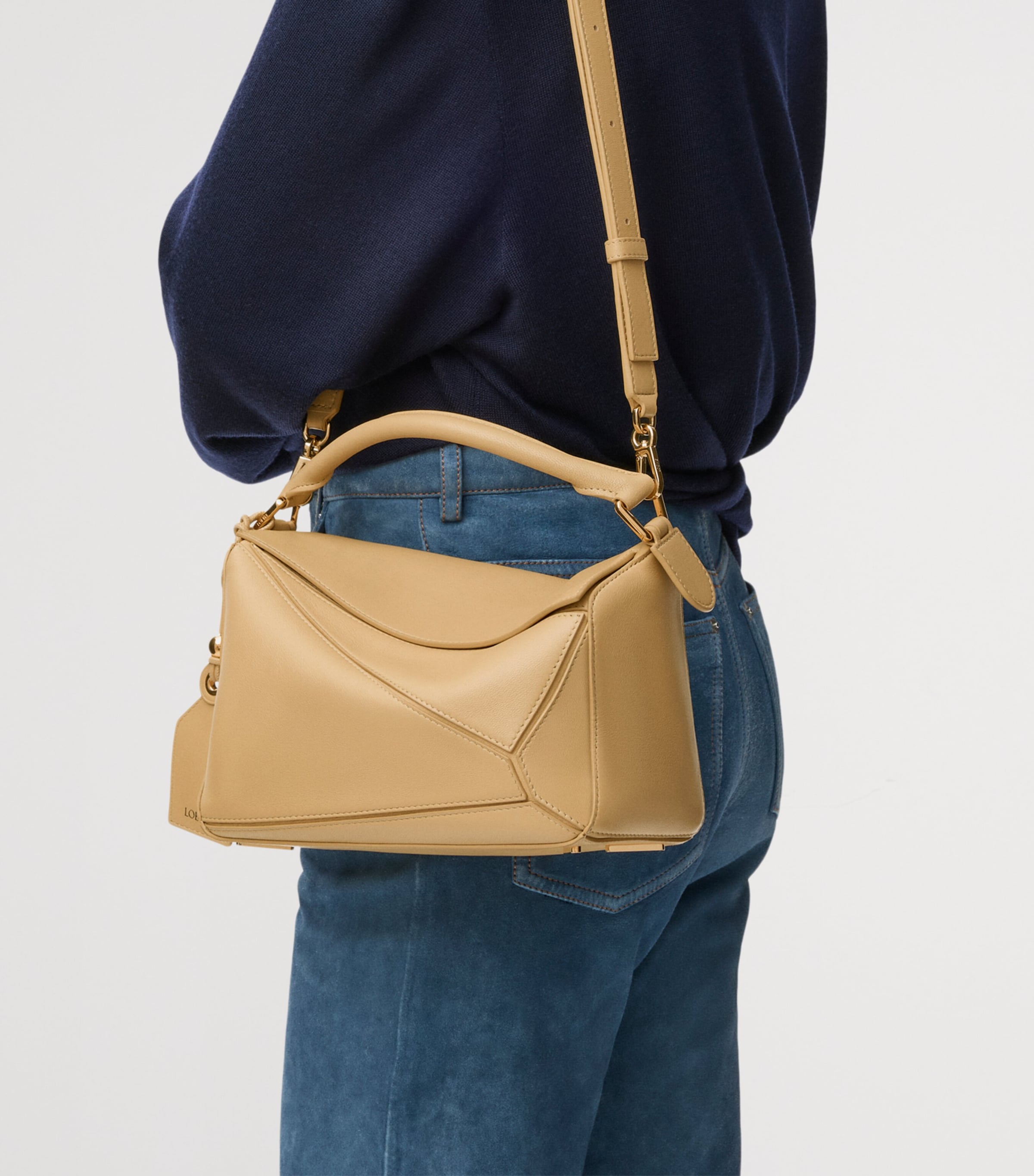 LOEWE Small Leather Featherlight Puzzle Top-Handle Bag Yellow Image 2