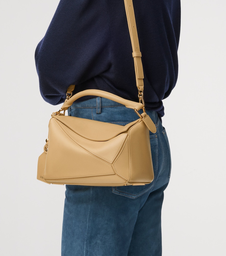 LOEWE Small Leather Featherlight Puzzle Top-Handle Bag Yellow Image 2