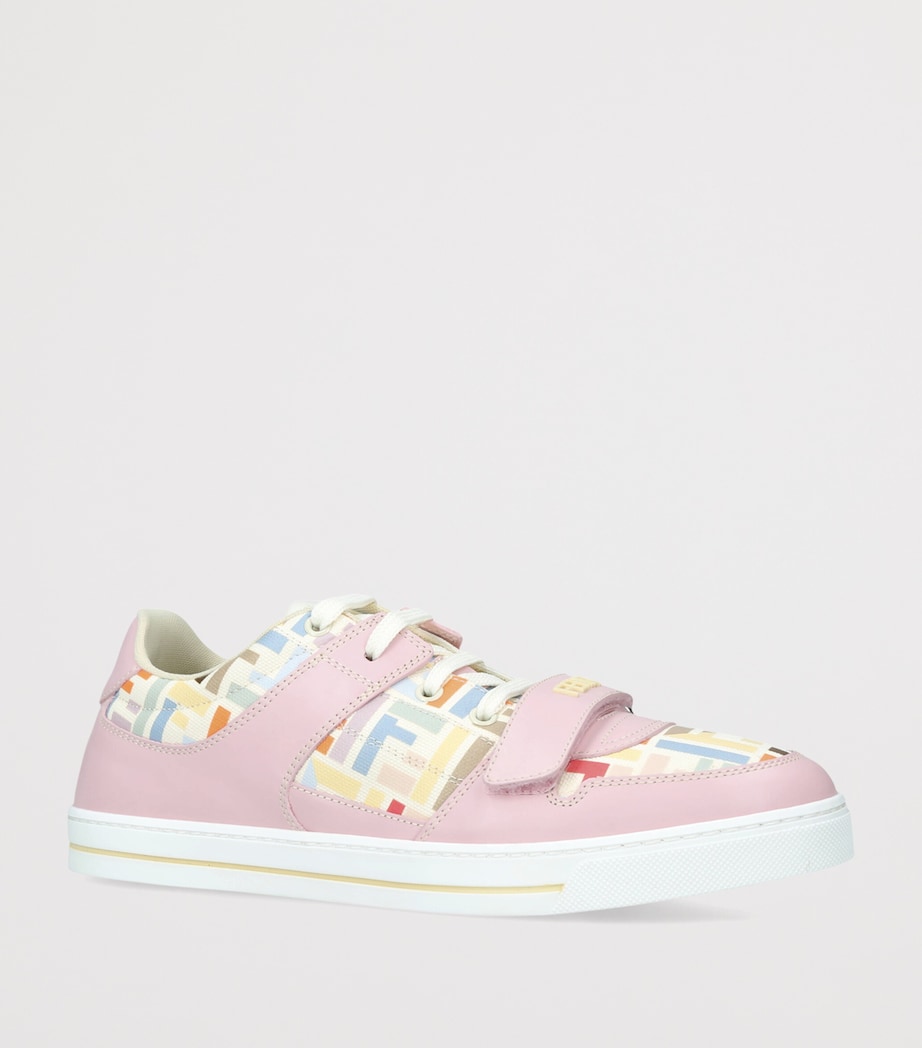 Fendi Kids Leather Logo Sneakers Pink Comb Image 3