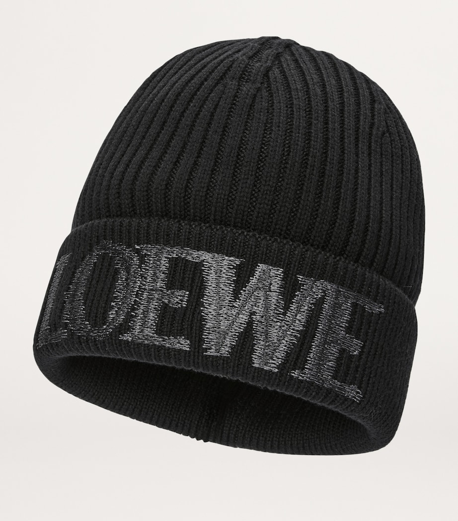 Wool Embroidered-Logo Beanie BLACK Image 2