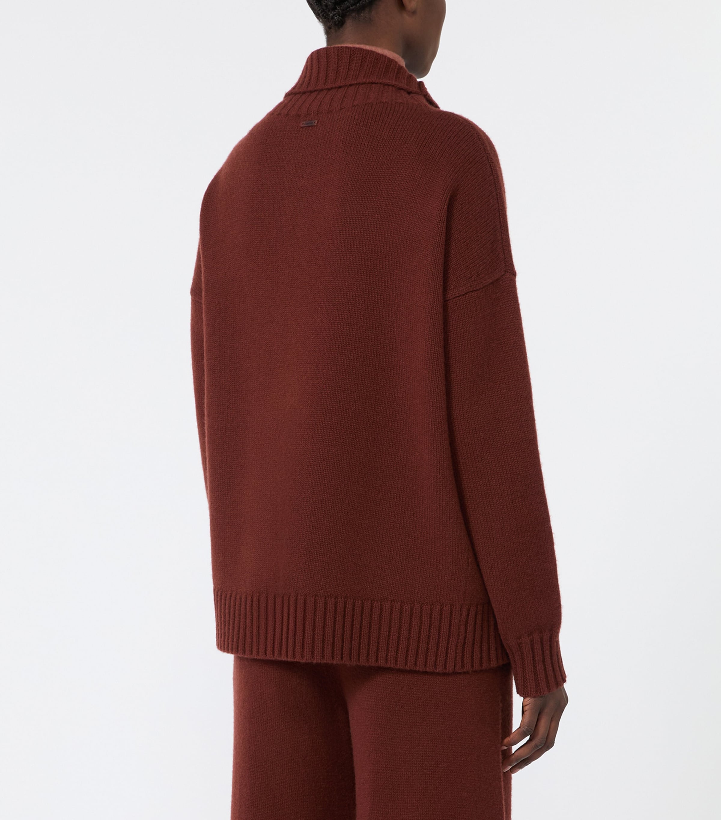 Max Mara Womens Cashmere Quarter-Zip Sweater Rust Image 3