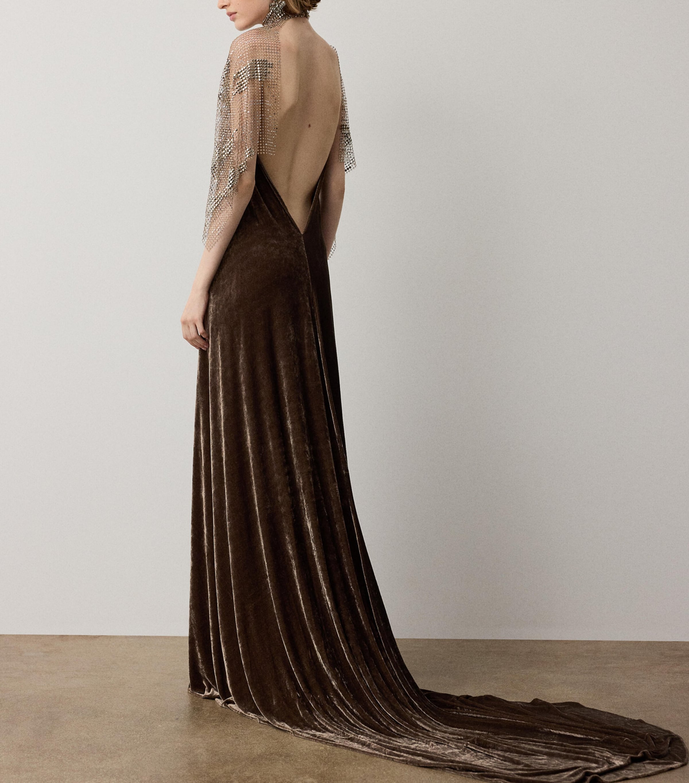 Ralph Lauren Collection Womens Velour Willow Gown Taupe Image 2