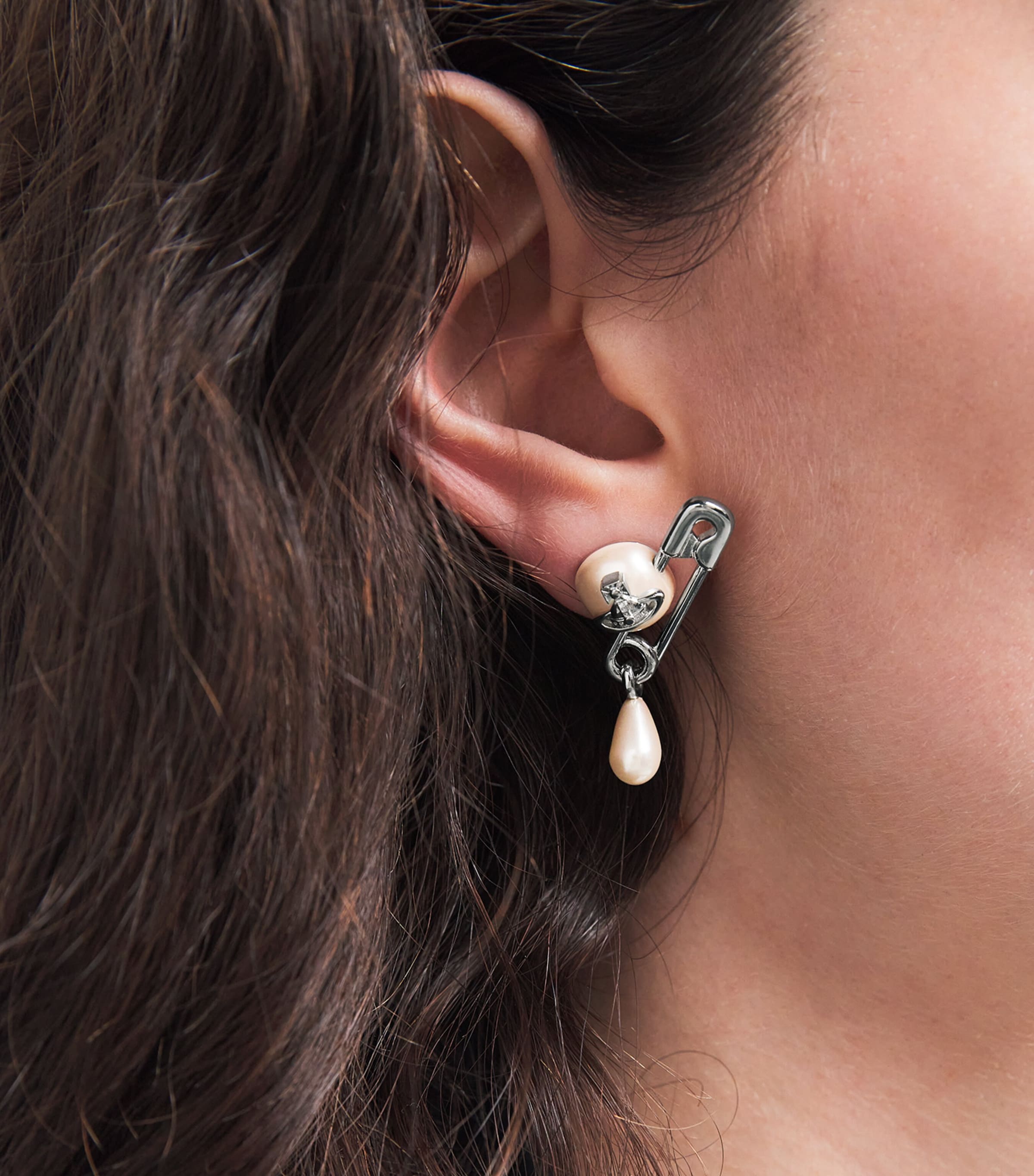 Vivienne Westwood Small Faux Pearl Claude Stud Earrings Platnium/creamrose Image 2