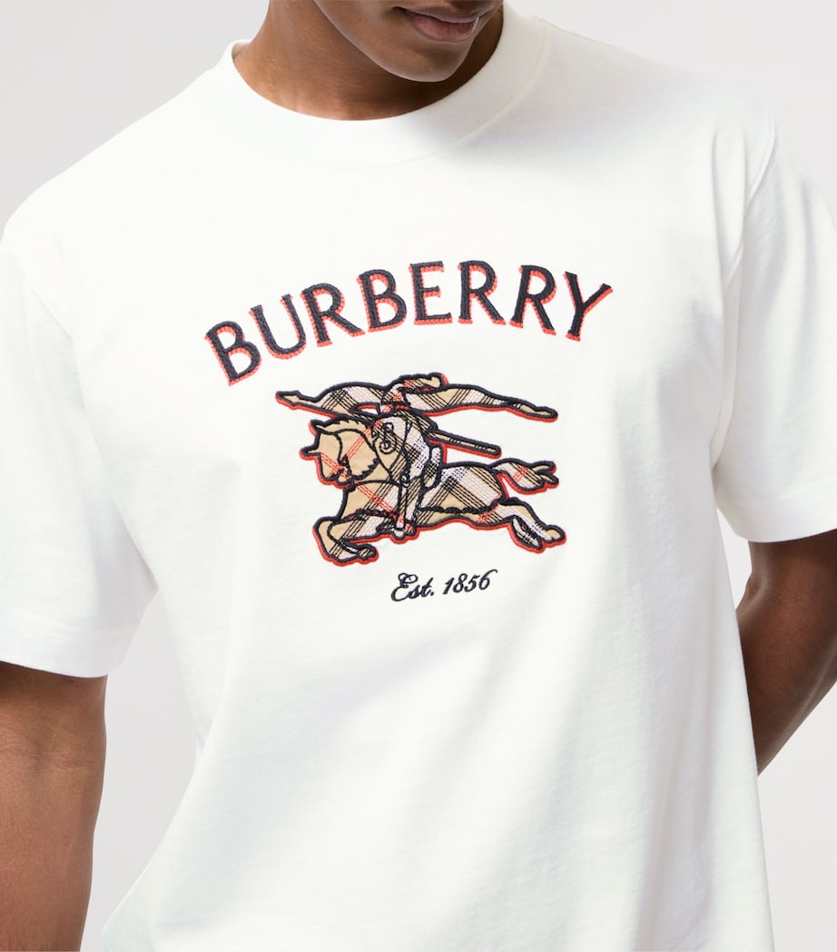 Burberry Mens Cotton Check EKD T-Shirt Chalk Image 3