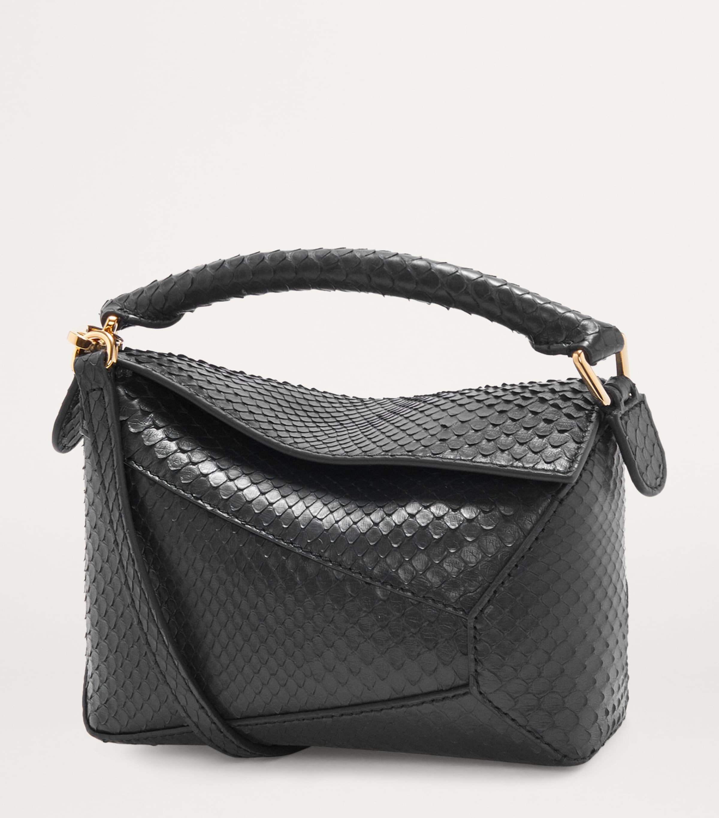 LOEWE Mini Snakeskin Puzzle Edge Top-Handle Bag | Harrods UK