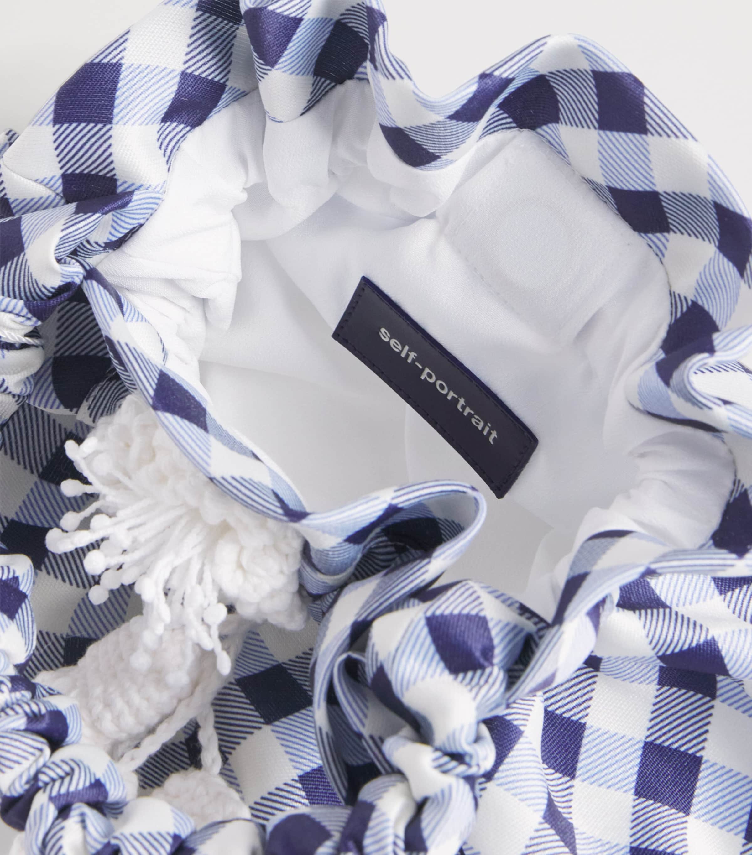 Self-Portrait Kids Gingham Taffeta Top-Handle Bag Blue Image 3