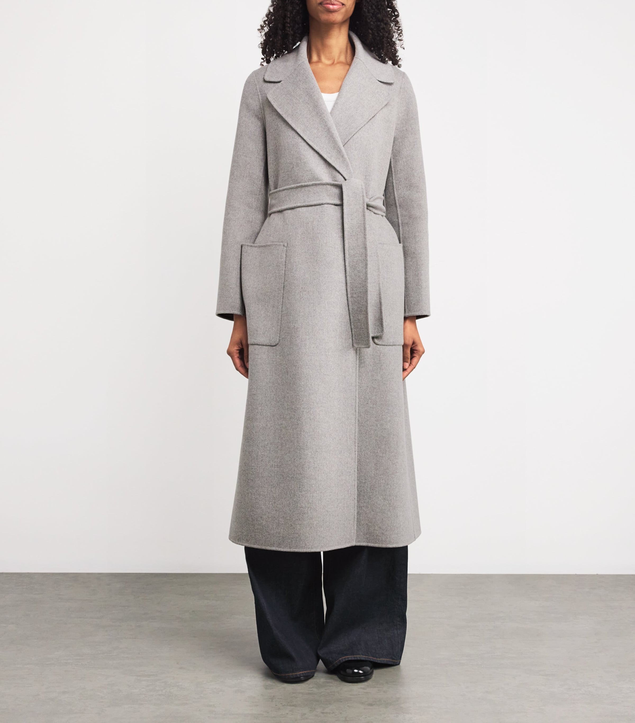 トレンチコート Max Mara Belted Wrap Coat With Wide Collar Max Mara Belted Wrap Coat With Wide Collar In Neutral | ModeSens