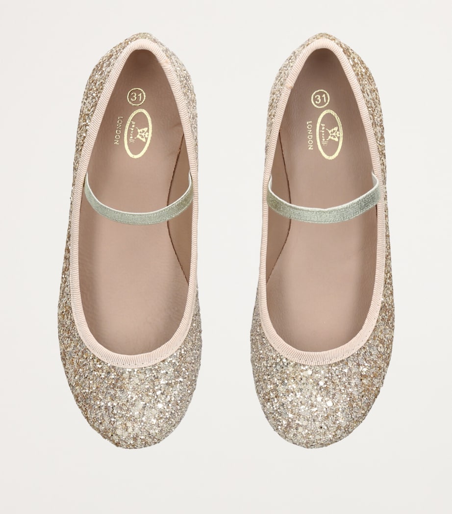 Leather Glitter Bug Ballet Flats SILVER Image 4