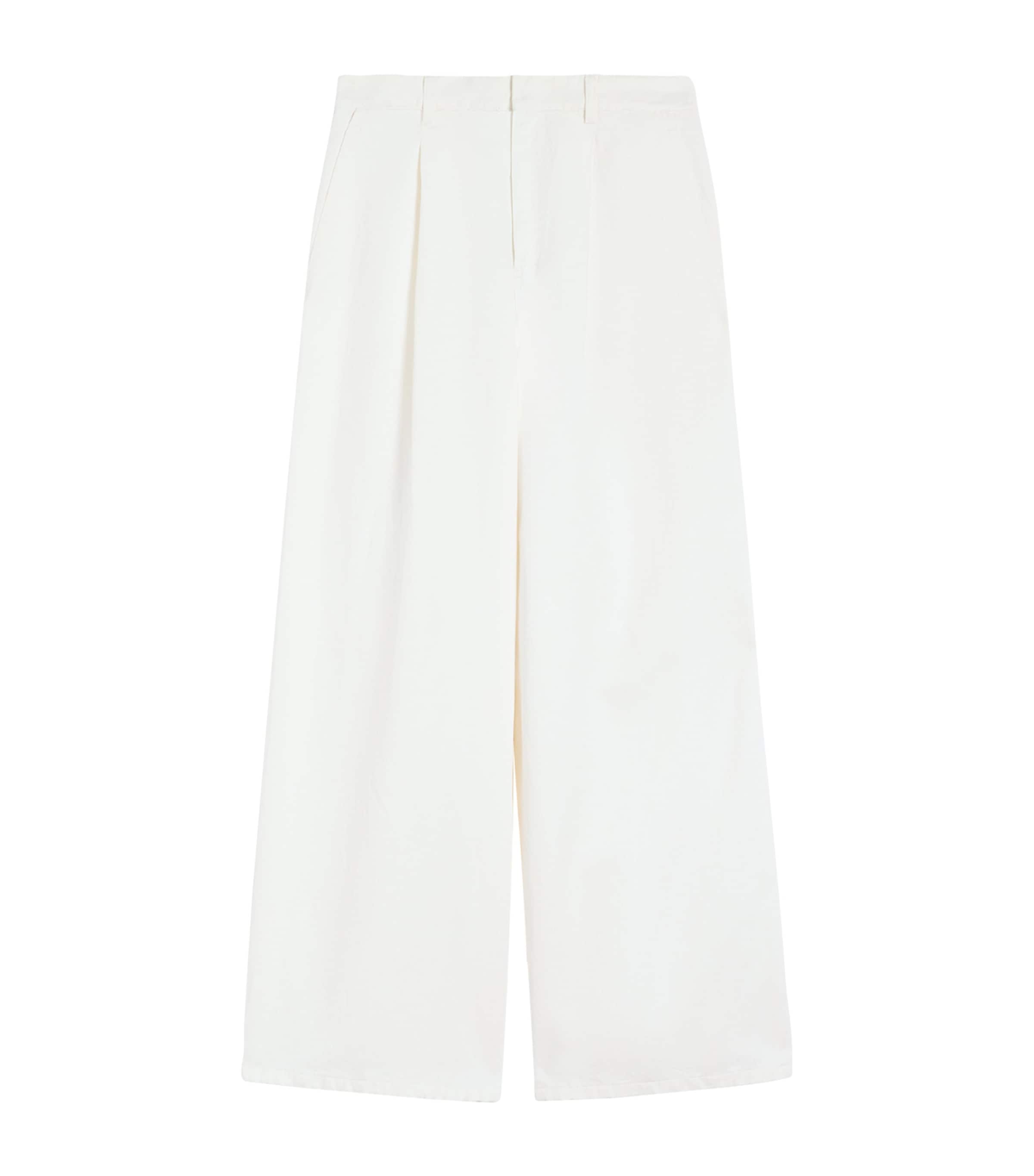 Max Mara Womens Cotton-Linen Aloa Trousers White Image 1