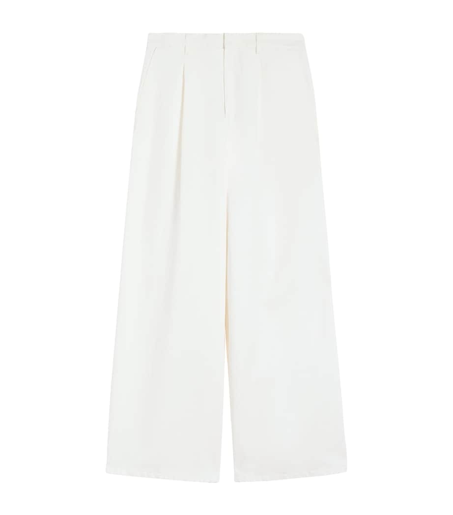 Max Mara Womens Cotton-Linen Aloa Trousers White Image 1