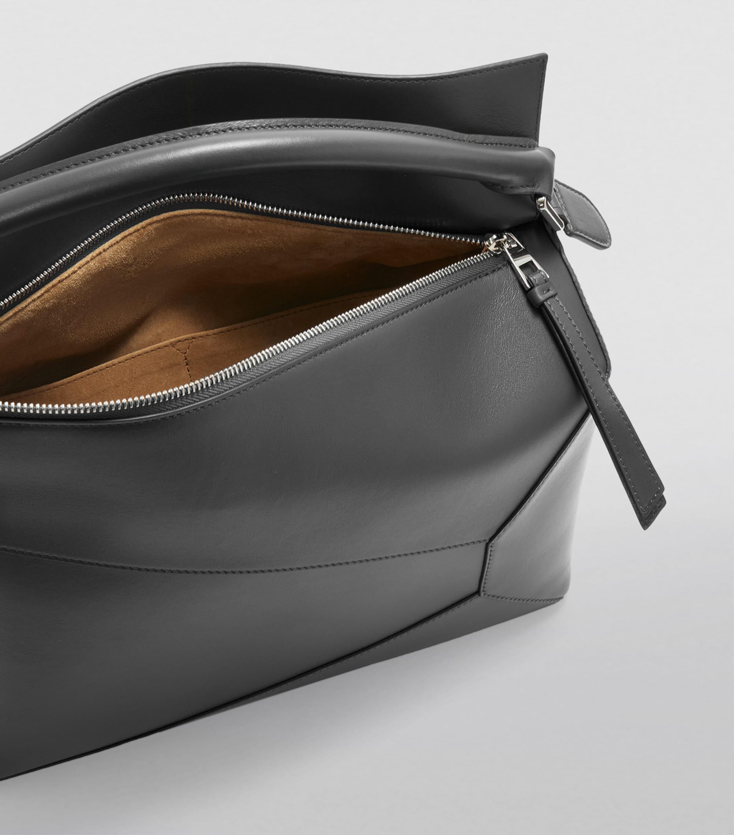 Leather Puzzle Top-Handle Bag BLACK Image 4