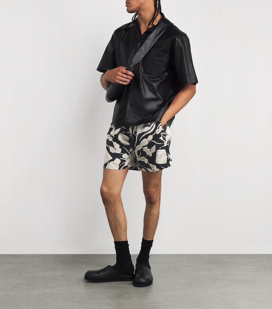 Silk Floral Print Shorts BLACK Image 2