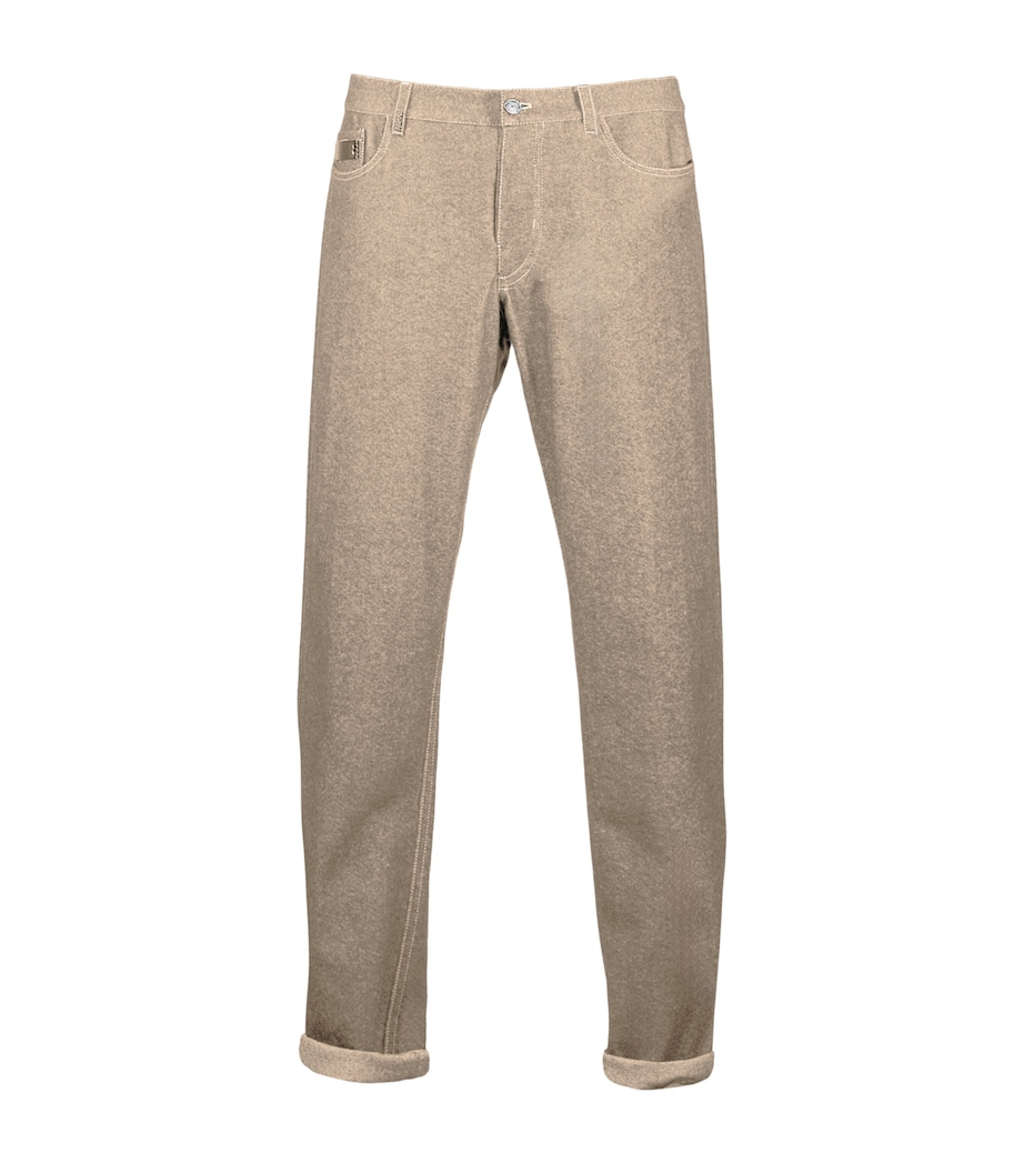Alan Scott Mens Cashmere-Blend Relaxed Jeans Natural Image 1
