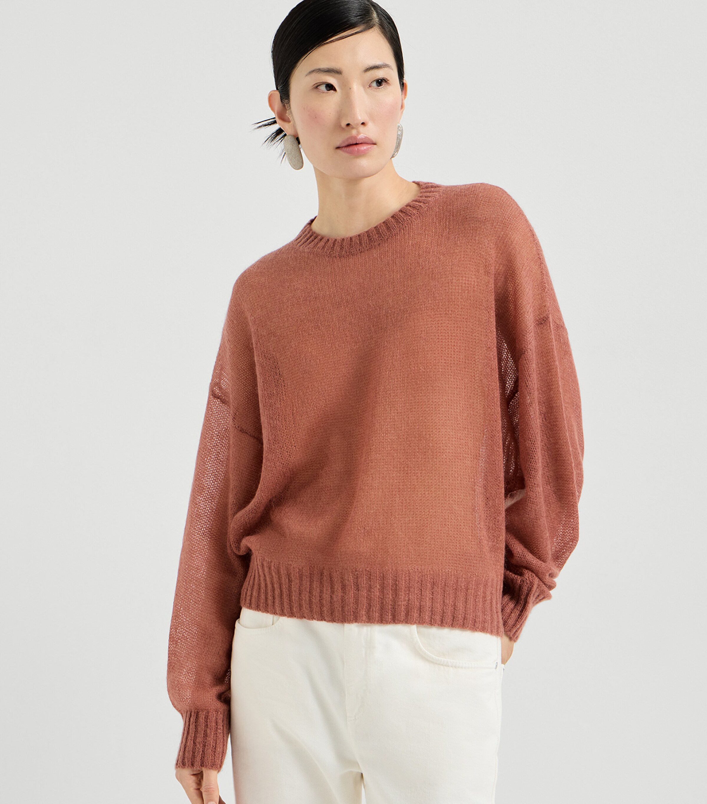 Brunello Cucinelli Womens Wool-Blend Monili Sweater Image 2