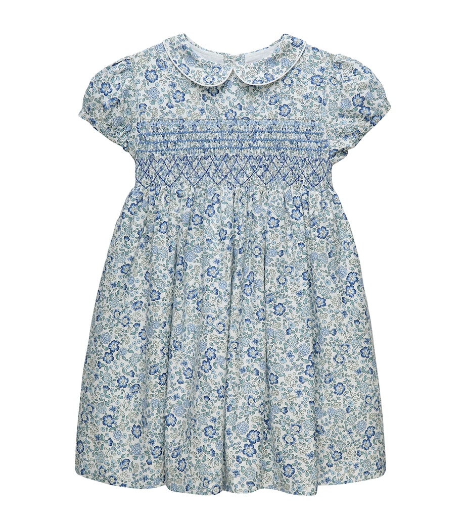 Trotters Cotton Arabella Smocked Dress (2-5 Years) Blue Image 1