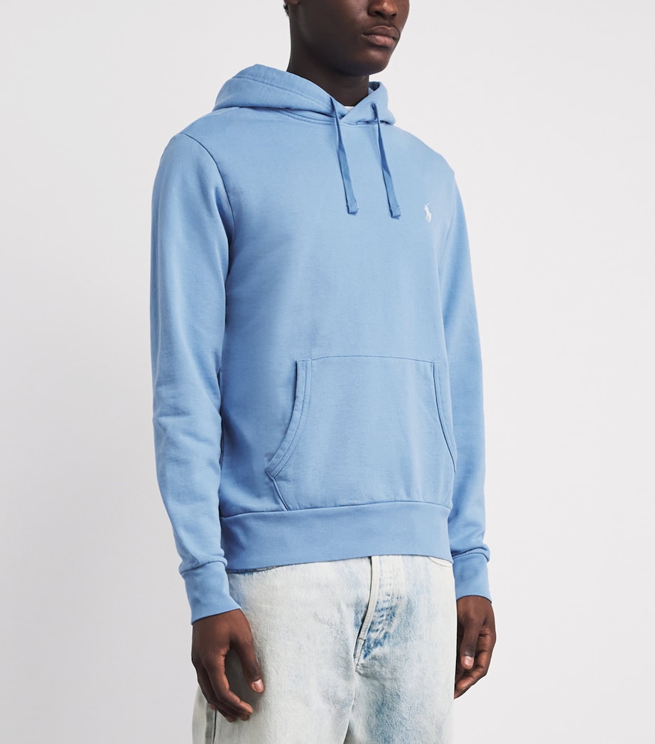 Polo Ralph Lauren Mens Cotton Loopback Fleece Polo Pony Hoodie Bristol Blue Image 4