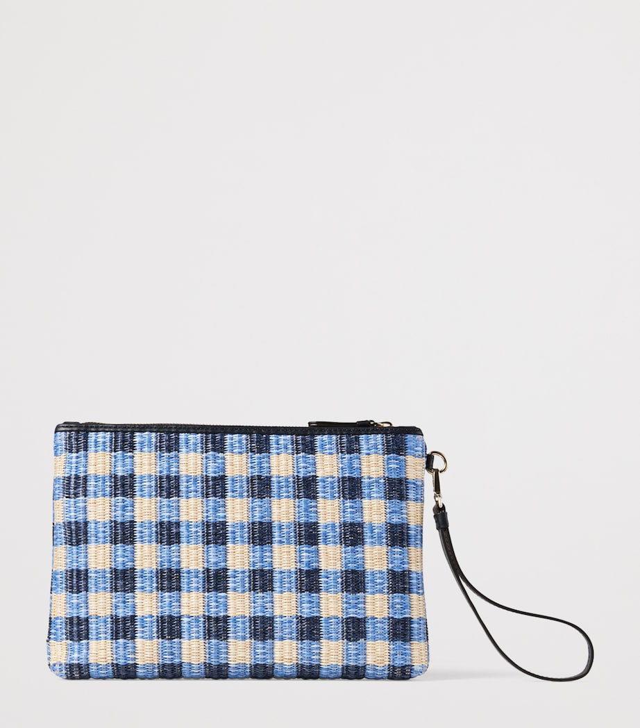 Jimmy Choo Raffia Logo Pouch Marine Mix/ecru Image 3