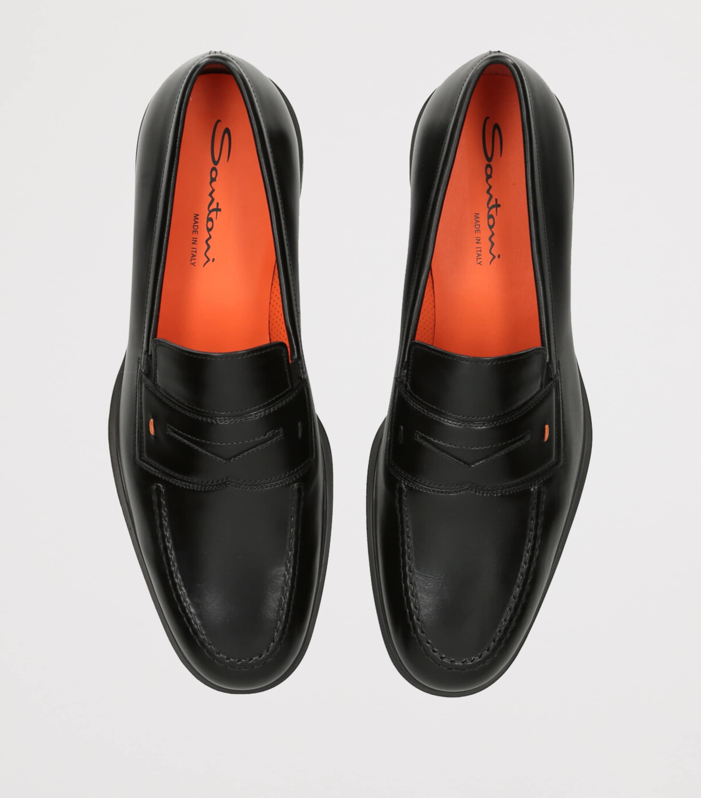 Santoni Leather Penny Loafers Black Image 4
