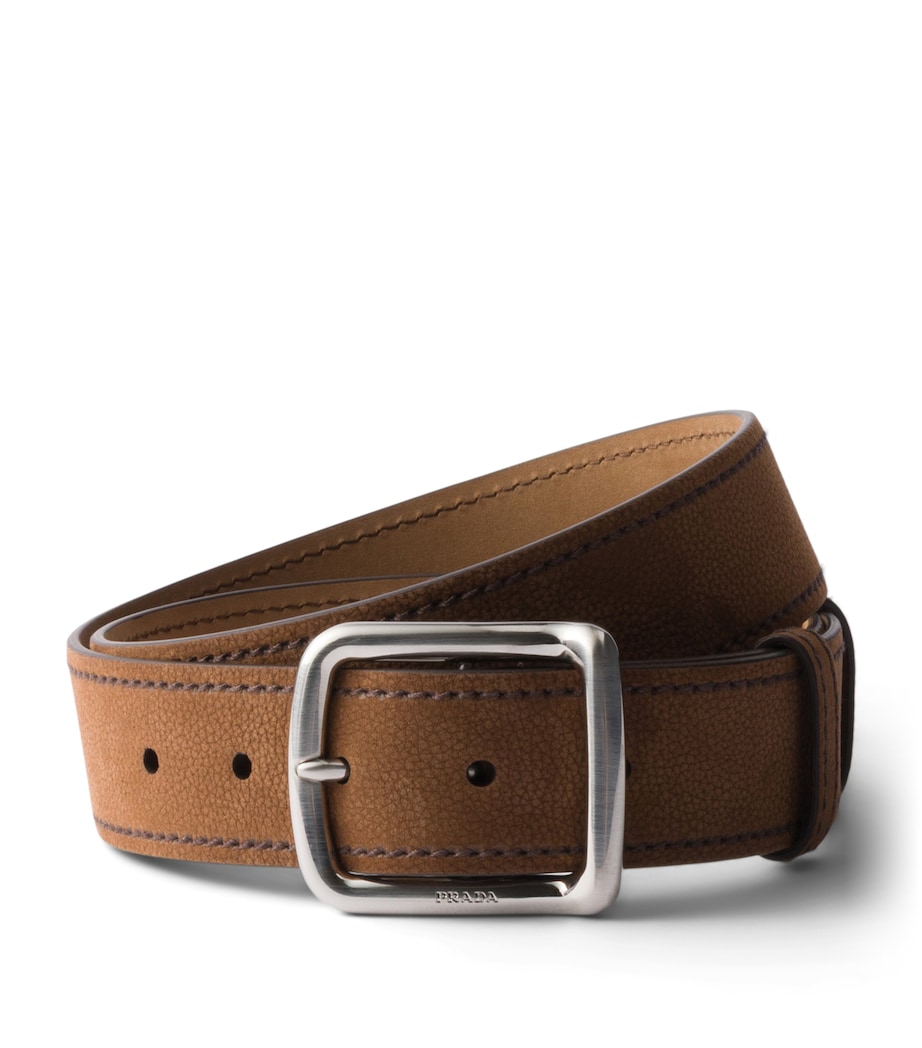 Prada Nubuck Leather Belt Brown Image 1