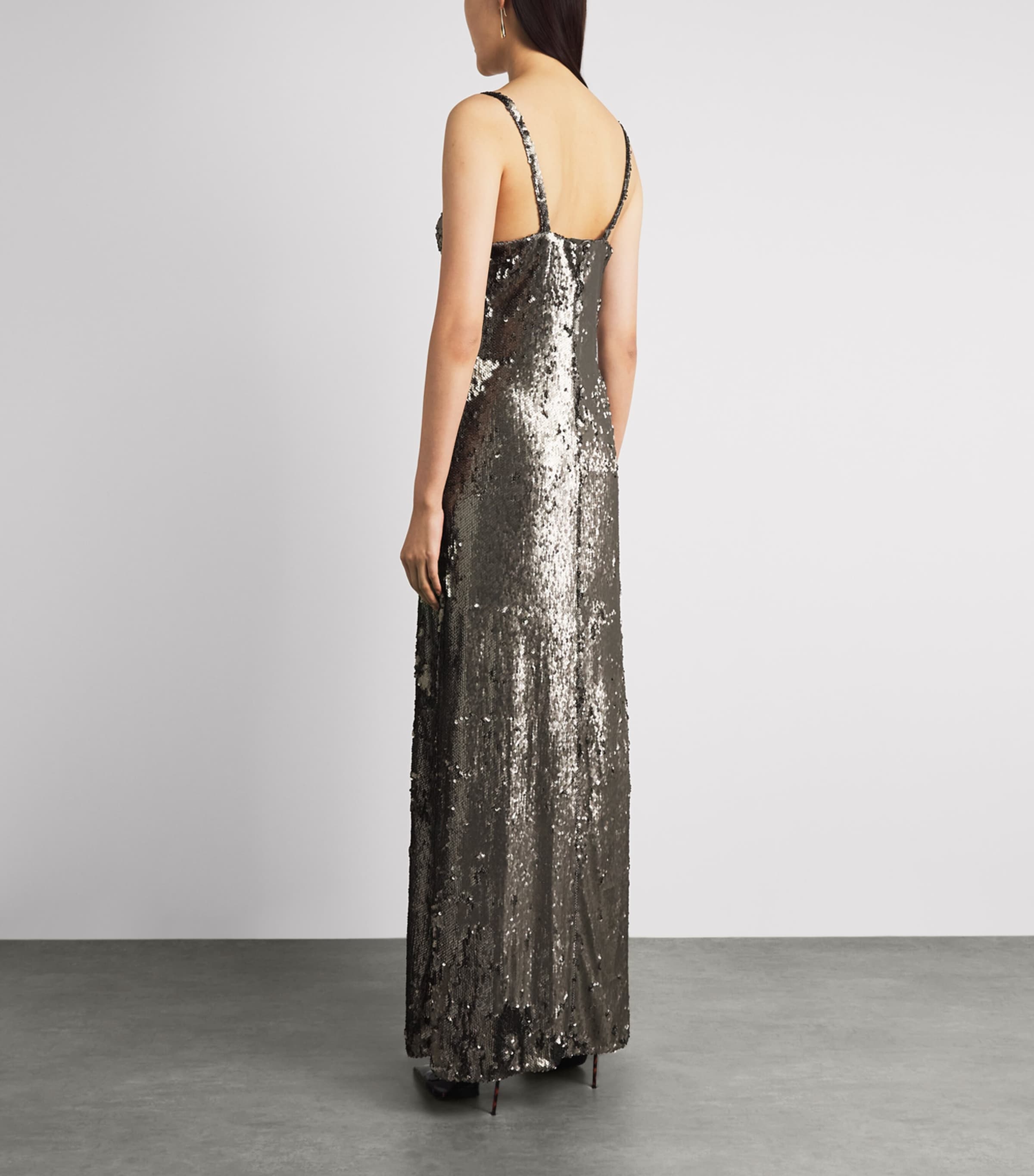 L'Agence Womens Sequin Sayla Gown Smol Smokey Olive Image 4