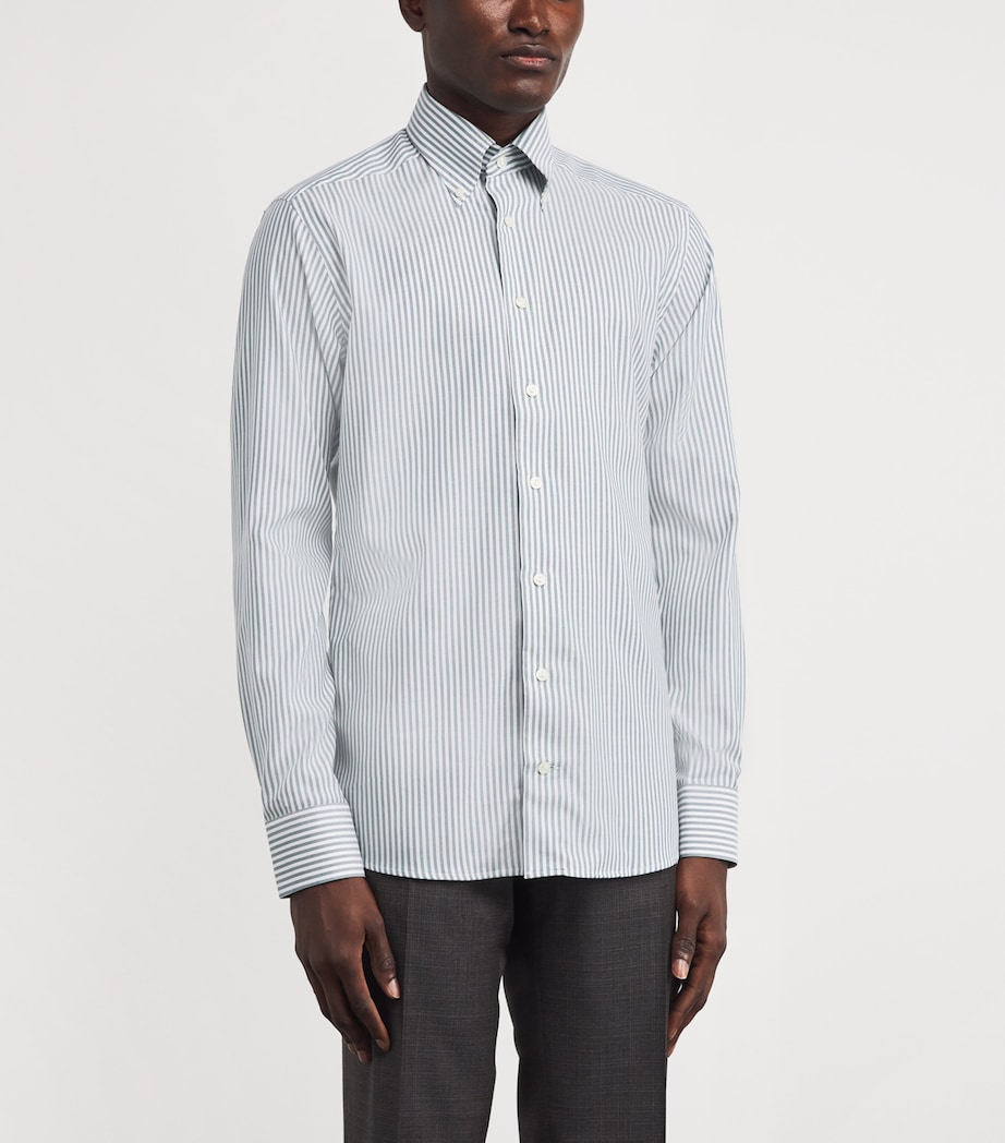 Cotton Stripe Signature Oxford Shirt MID GREEN Image 3