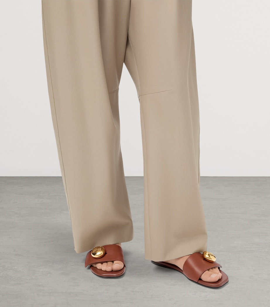 Leather Pebble Slides RUST Image 2