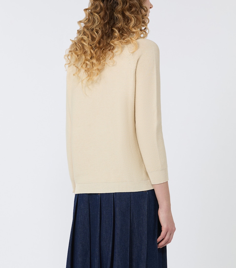 Weekend Max Mara Womens Cotton Knitted Sweater Ecru Image 3