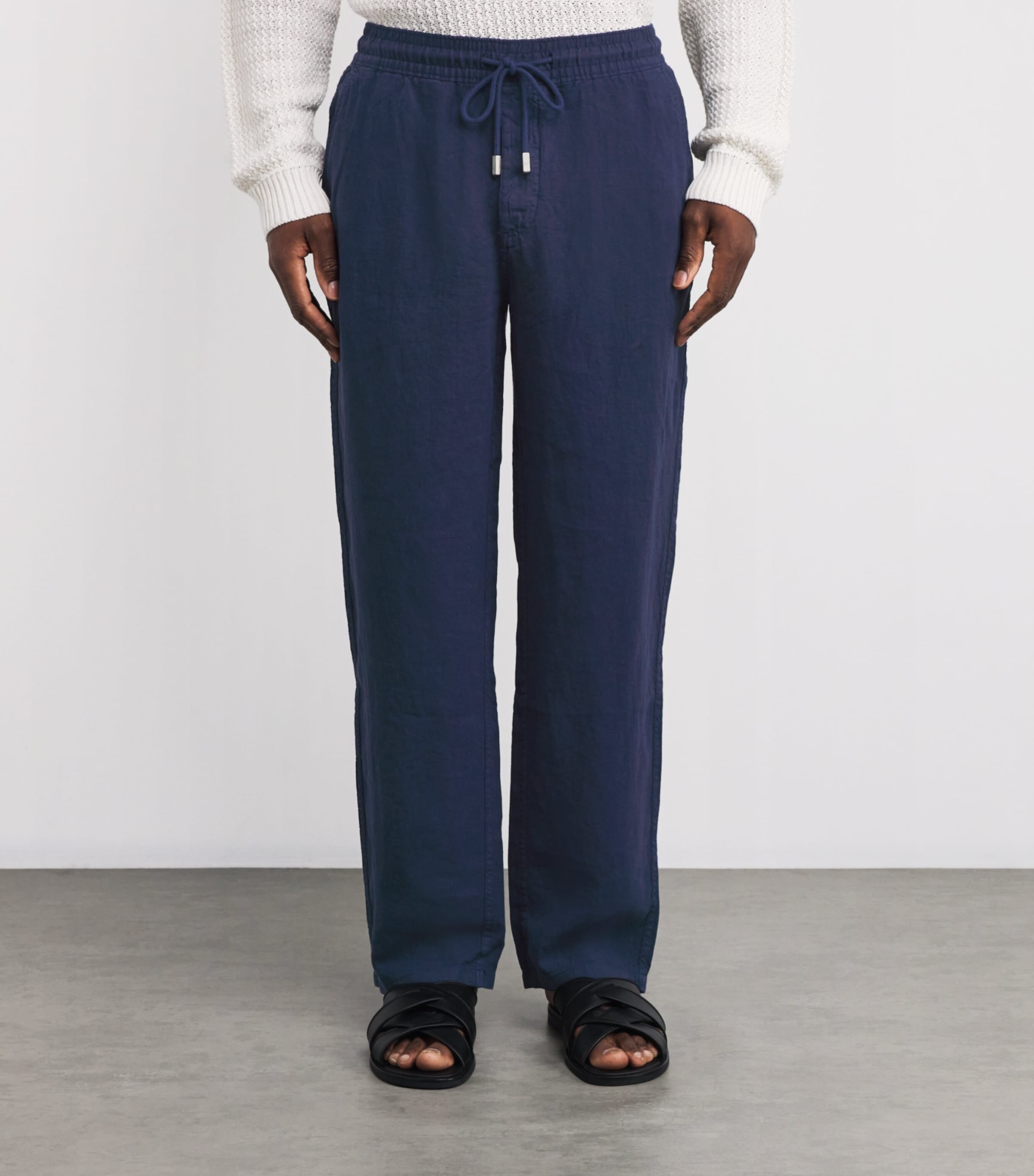Linen Pacha Drawstring Trousers 390-NAVY Image 3