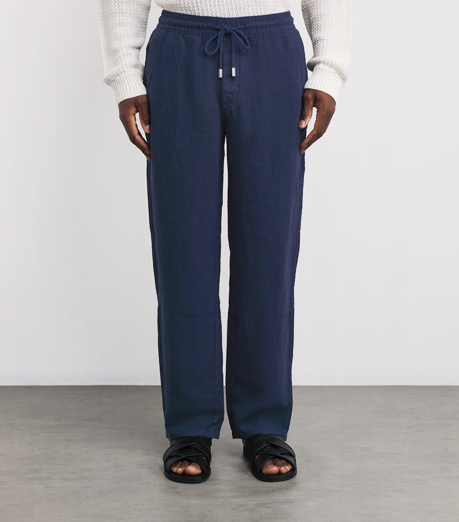 Linen Pacha Drawstring Trousers 390-NAVY Image 3