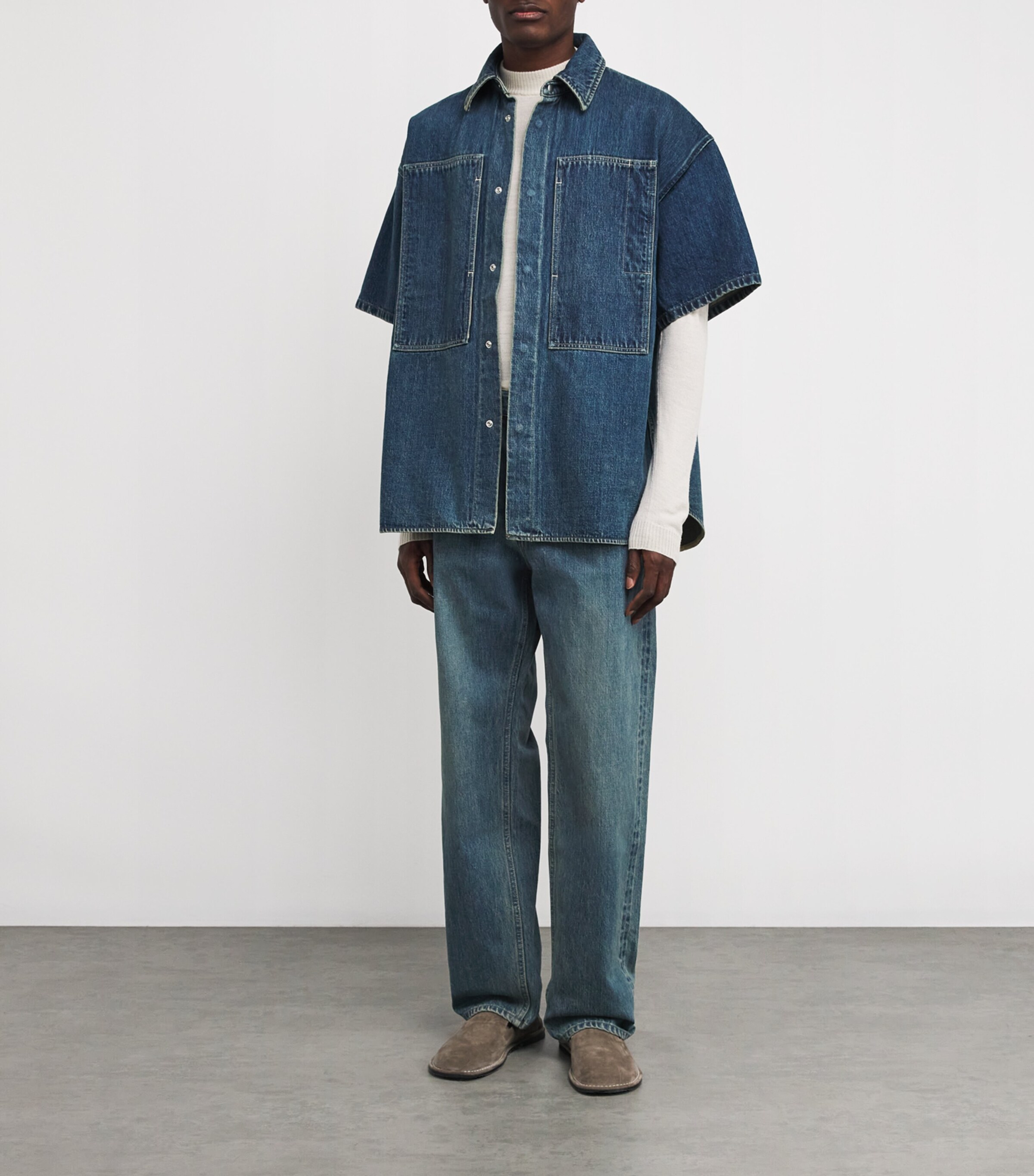 Logo-Patch Straight Jeans DARK DENIM Image 2