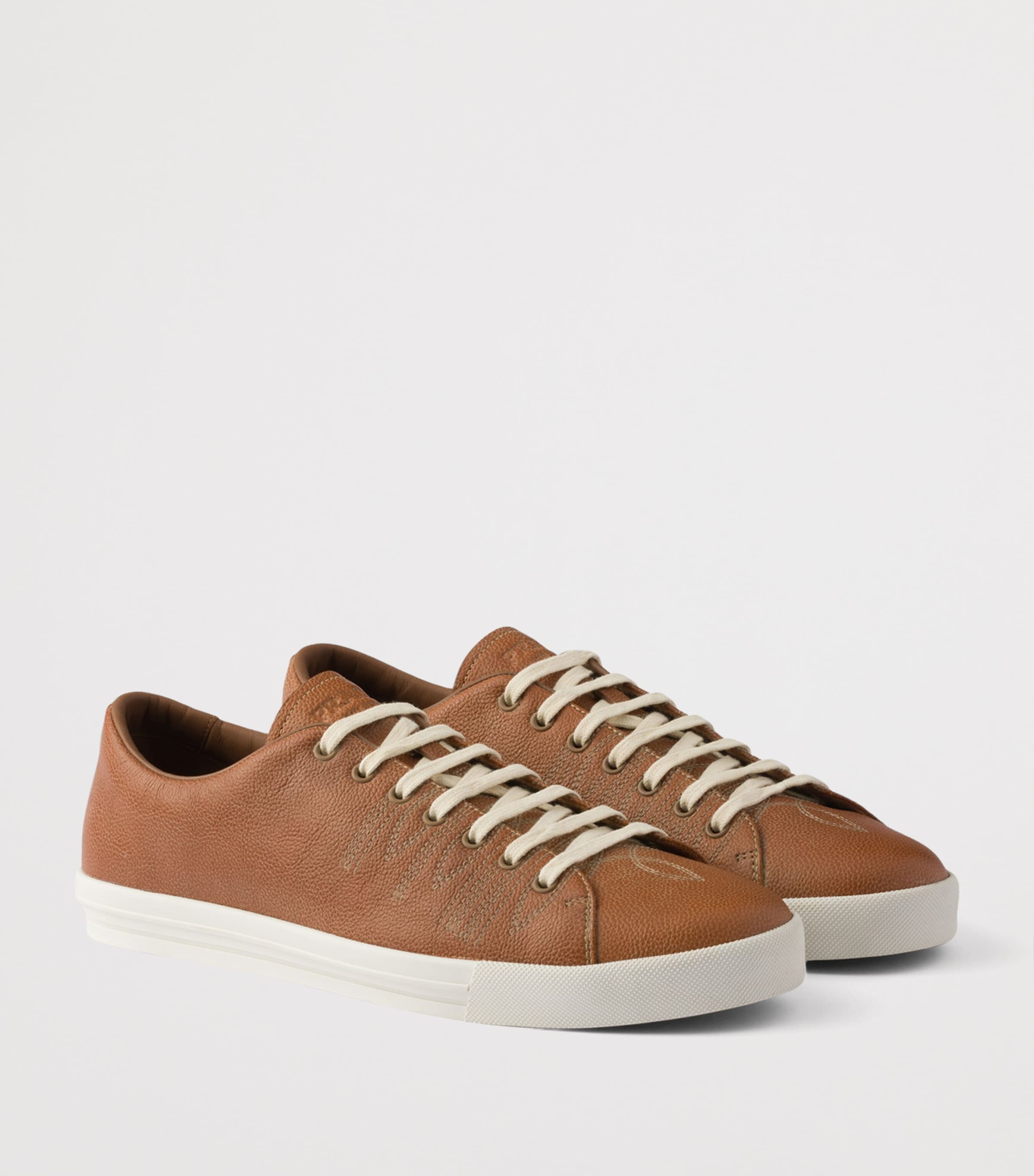 Prada Leather Aged Low-Top Sneakers Image 2
