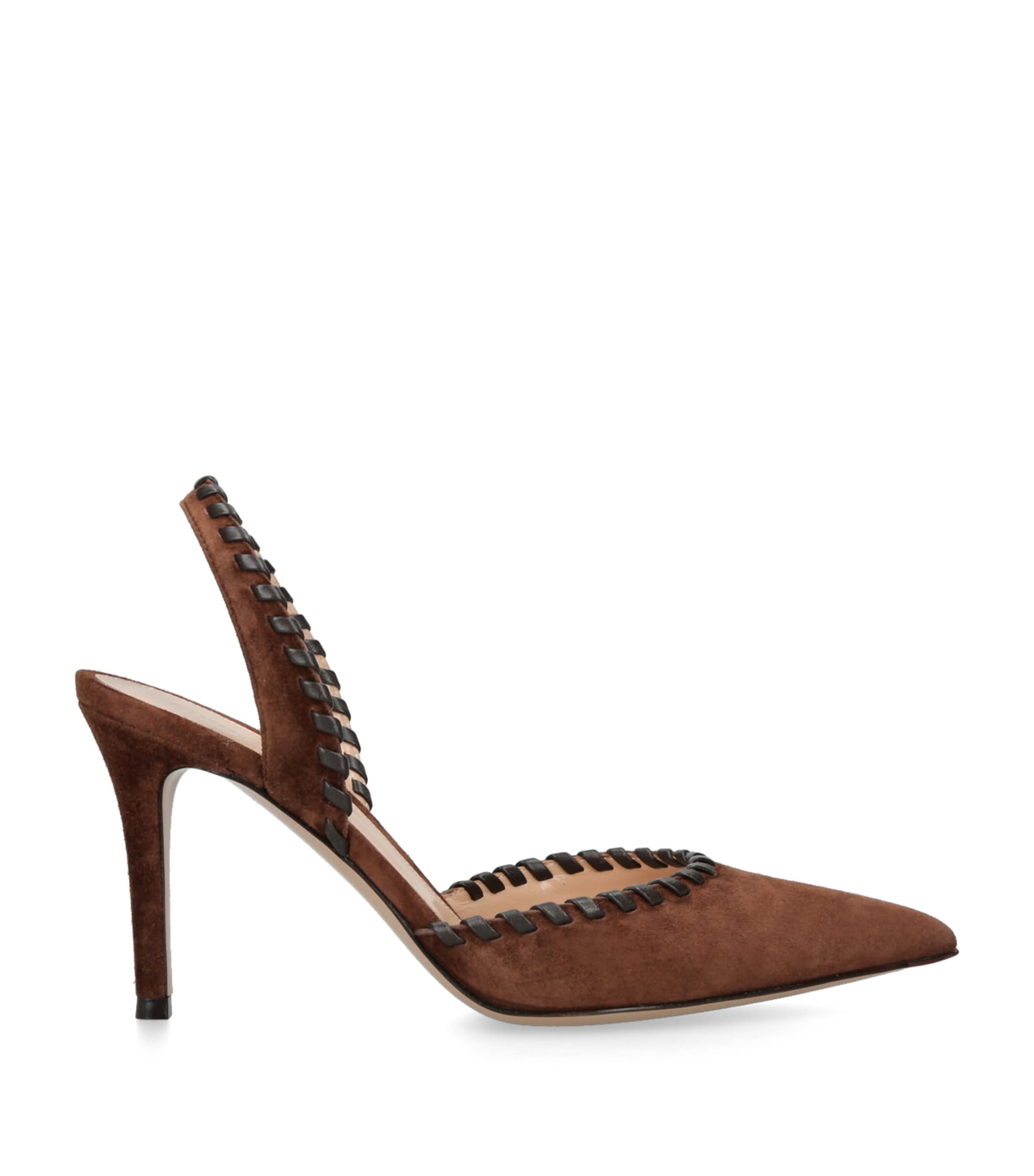 Gianvito Rossi Suede Slingback Pumps 85 Bronze Com Image 1