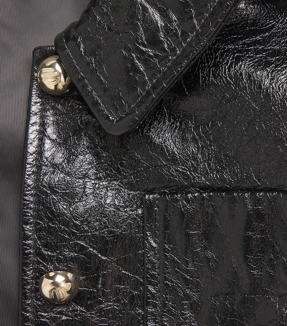 Cropped Leather Jacket BLACK Image 5