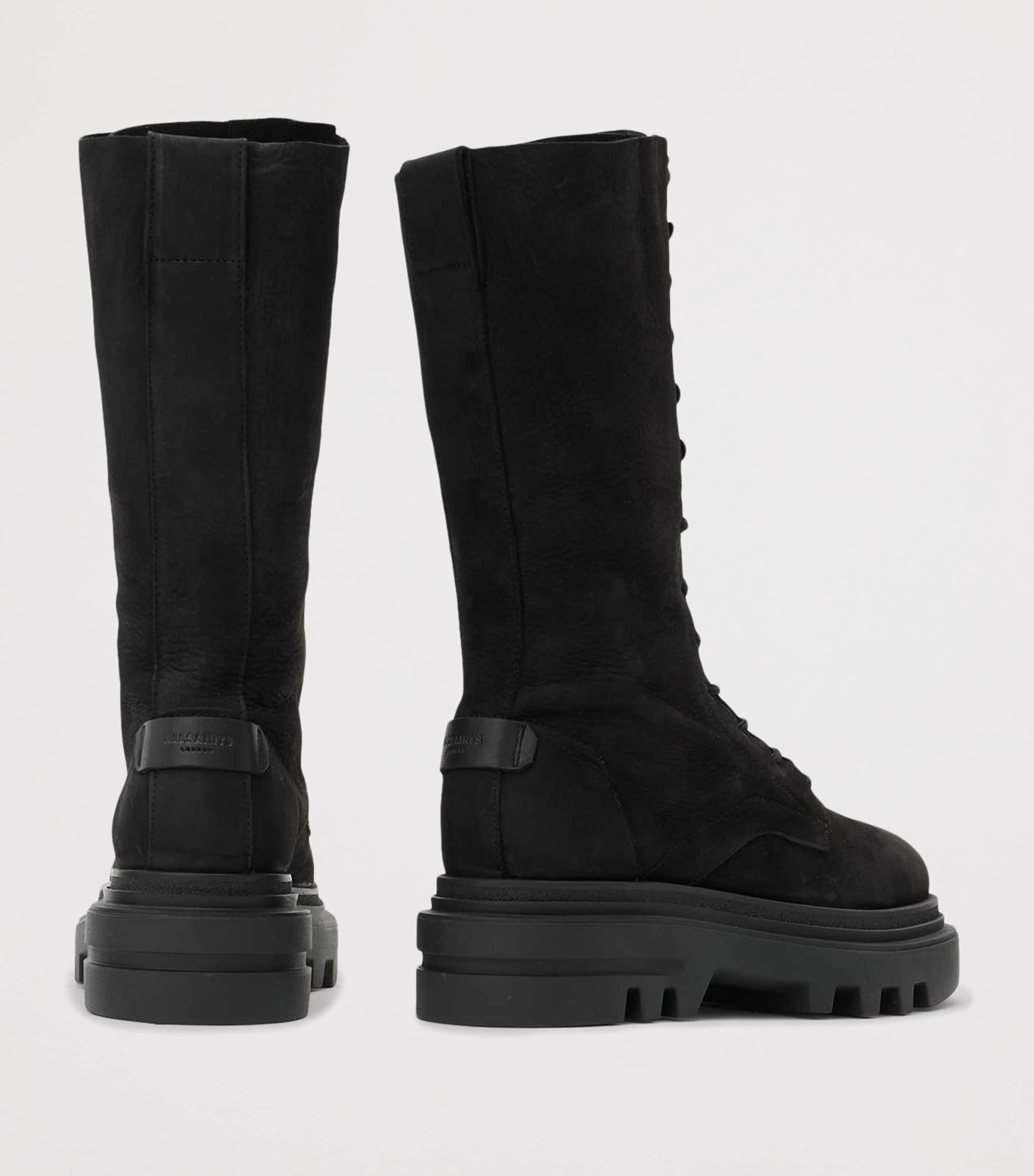 Leather Jay Mid-Calf Boots WASHED BLACK Image 3