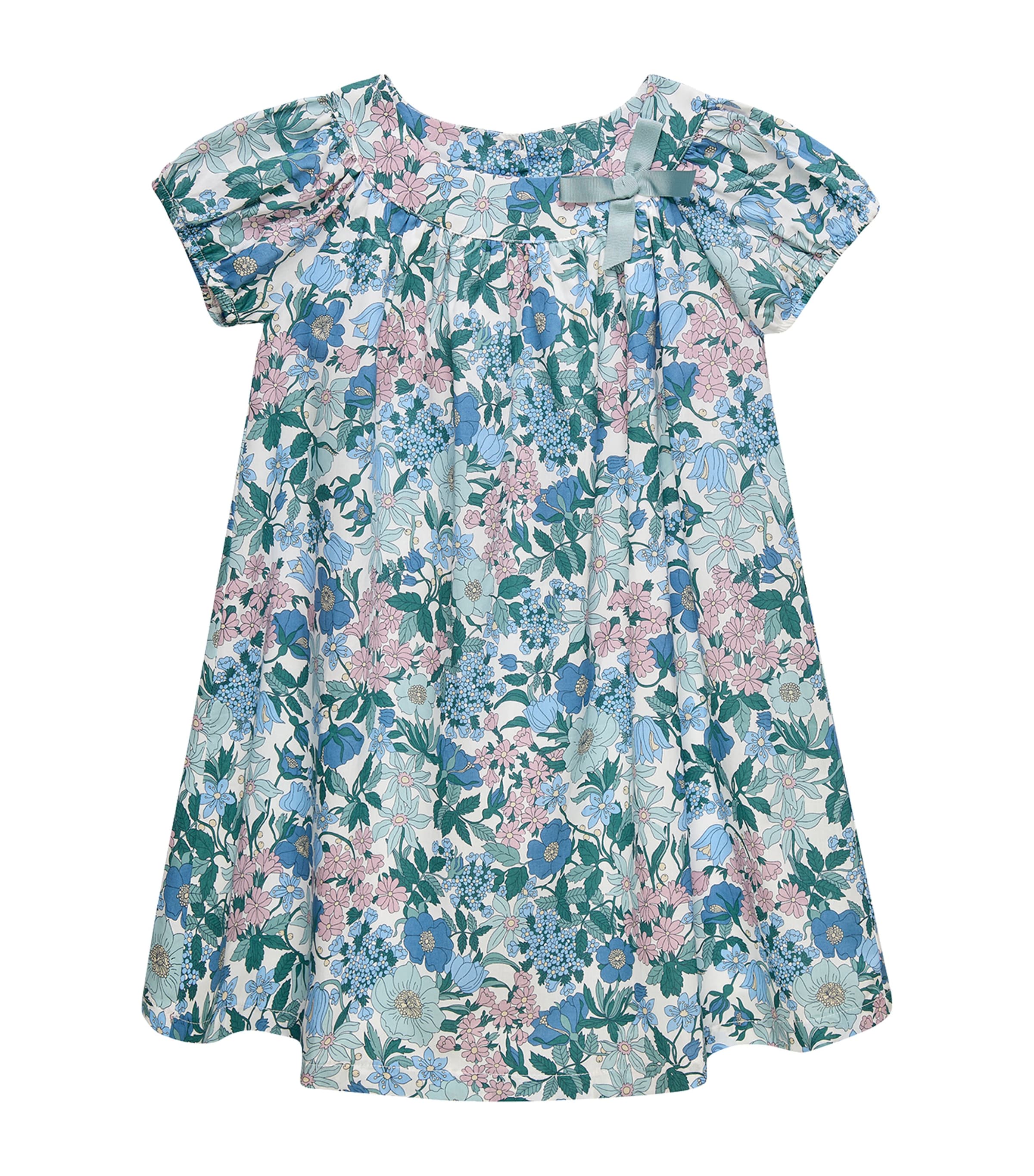Trotters Cotton Liberty Print Clarabell Dress (2-5 Years) Blue Image 1