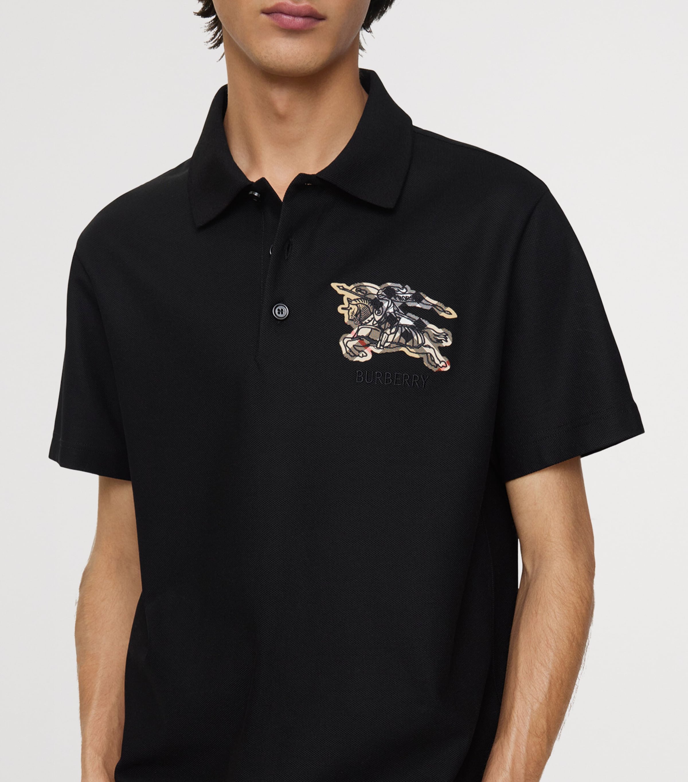 Cotton Check-EKD Polo Shirt BLACK Image 3