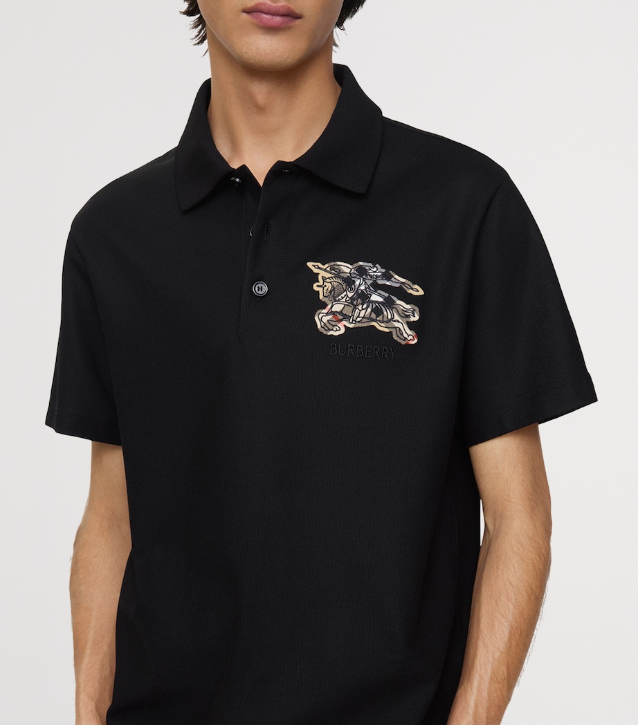 Cotton Check-EKD Polo Shirt BLACK Image 3