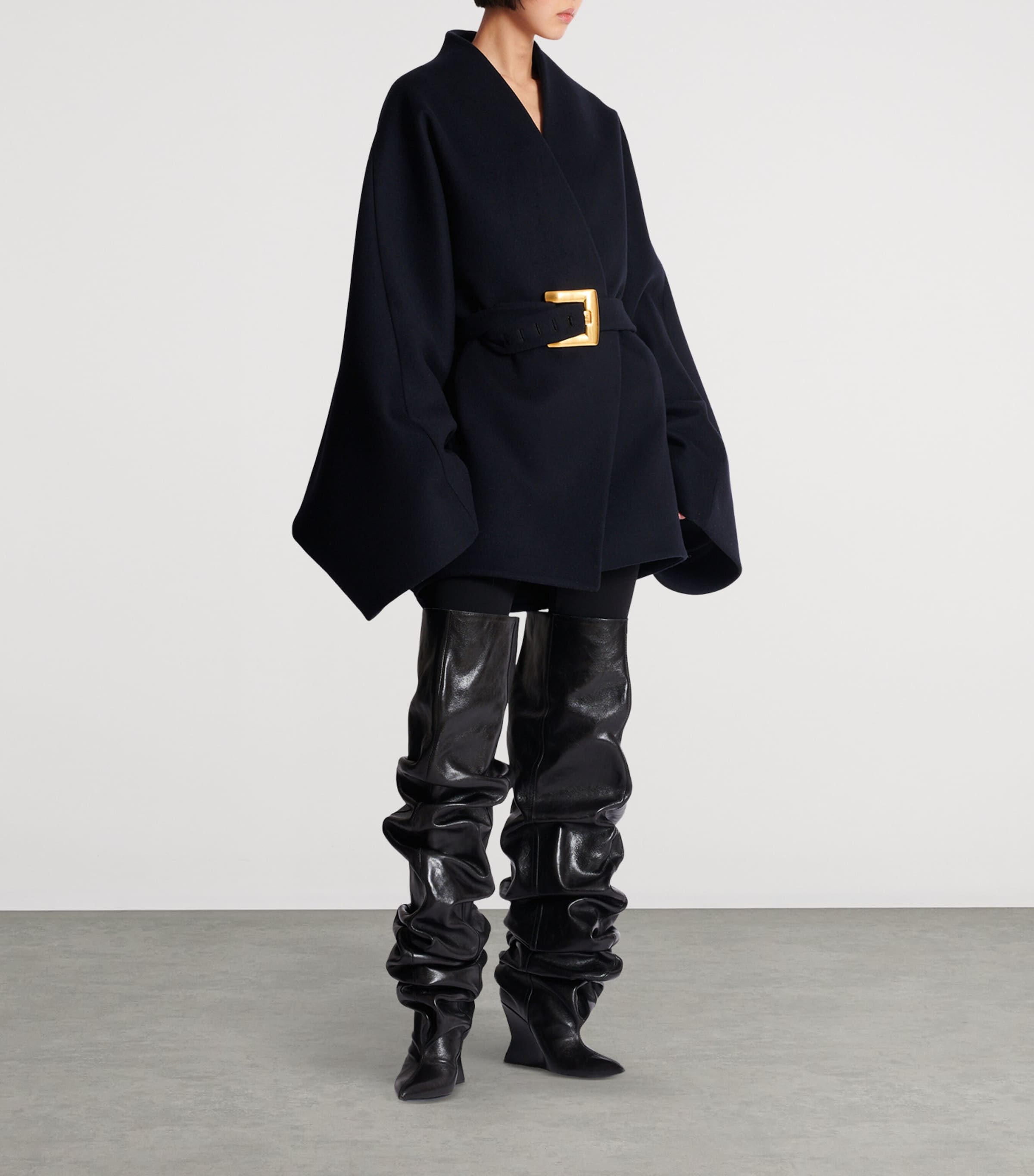 Wool-Blend Oversized Wrap Coat 6UC MARINE Image 3