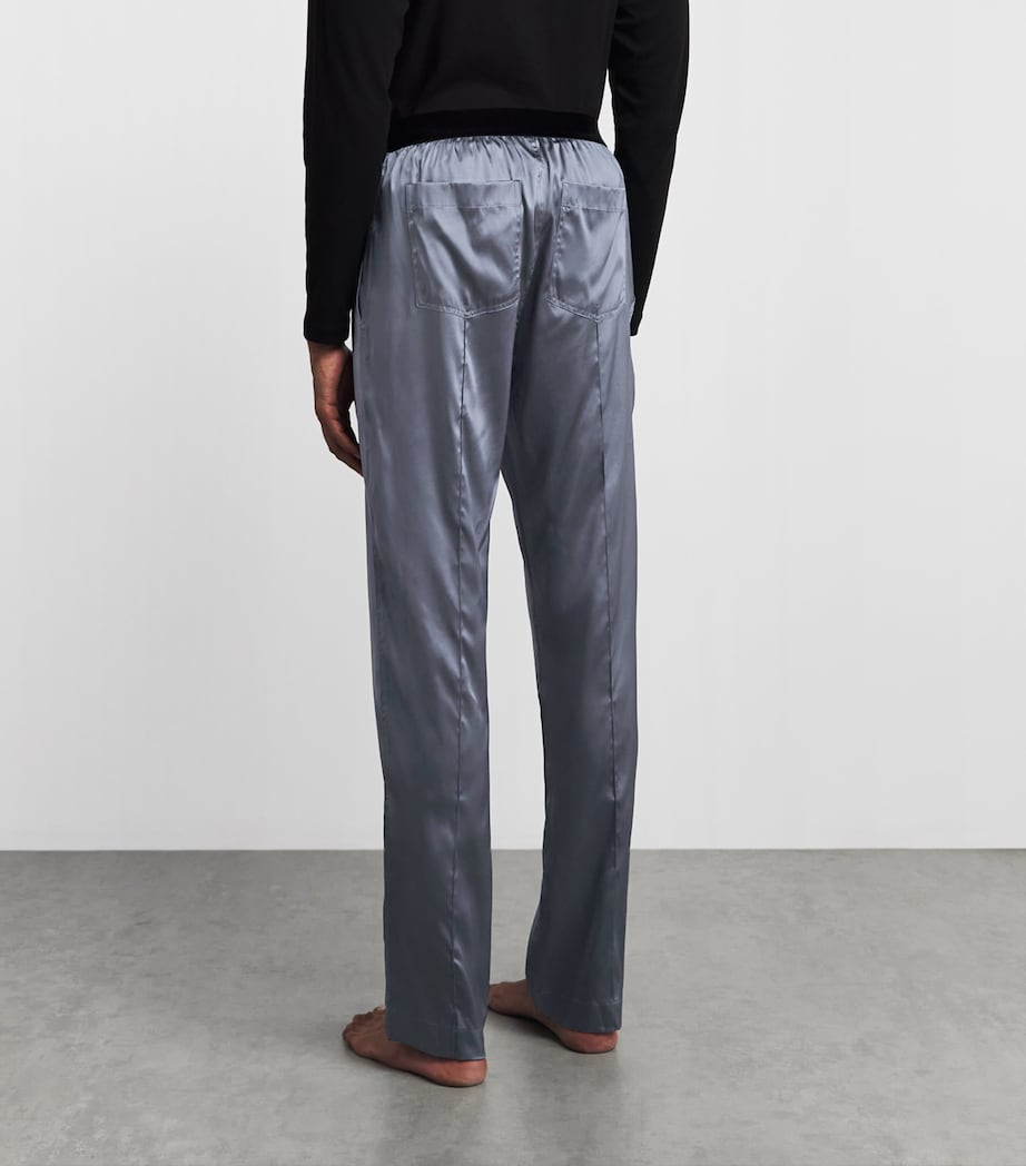 TOM FORD Mens Silk-Blend Pyjama Trousers Dark Grey Image 5