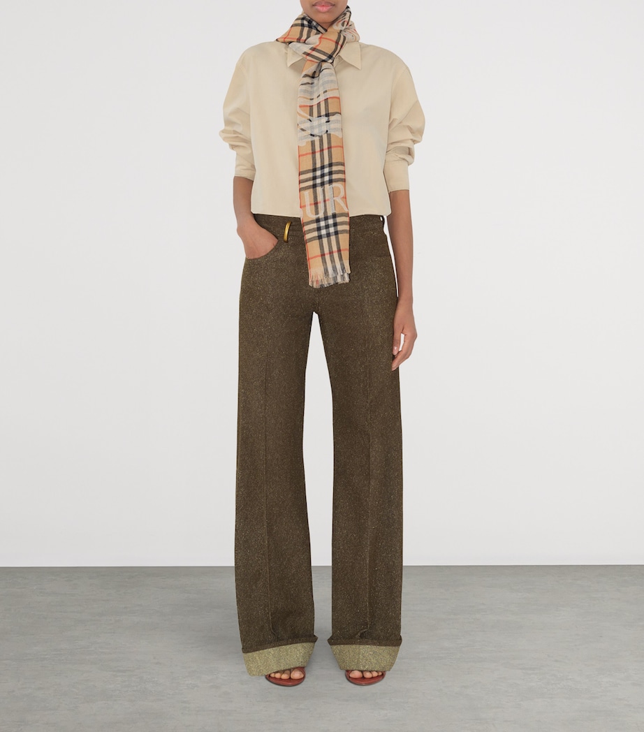 Wool Wide EKD Check Scarf SAND Image 3