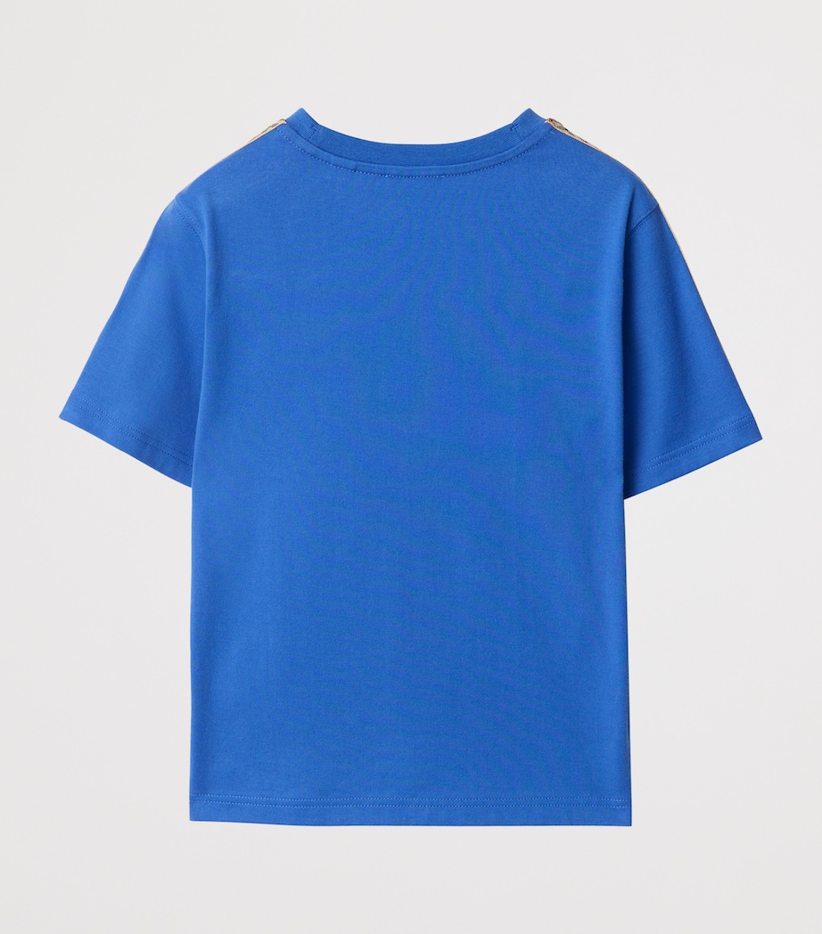 Burberry Kids Cotton Check-Trim T-Shirt (14 Years) Hyacinth Blue Image 2