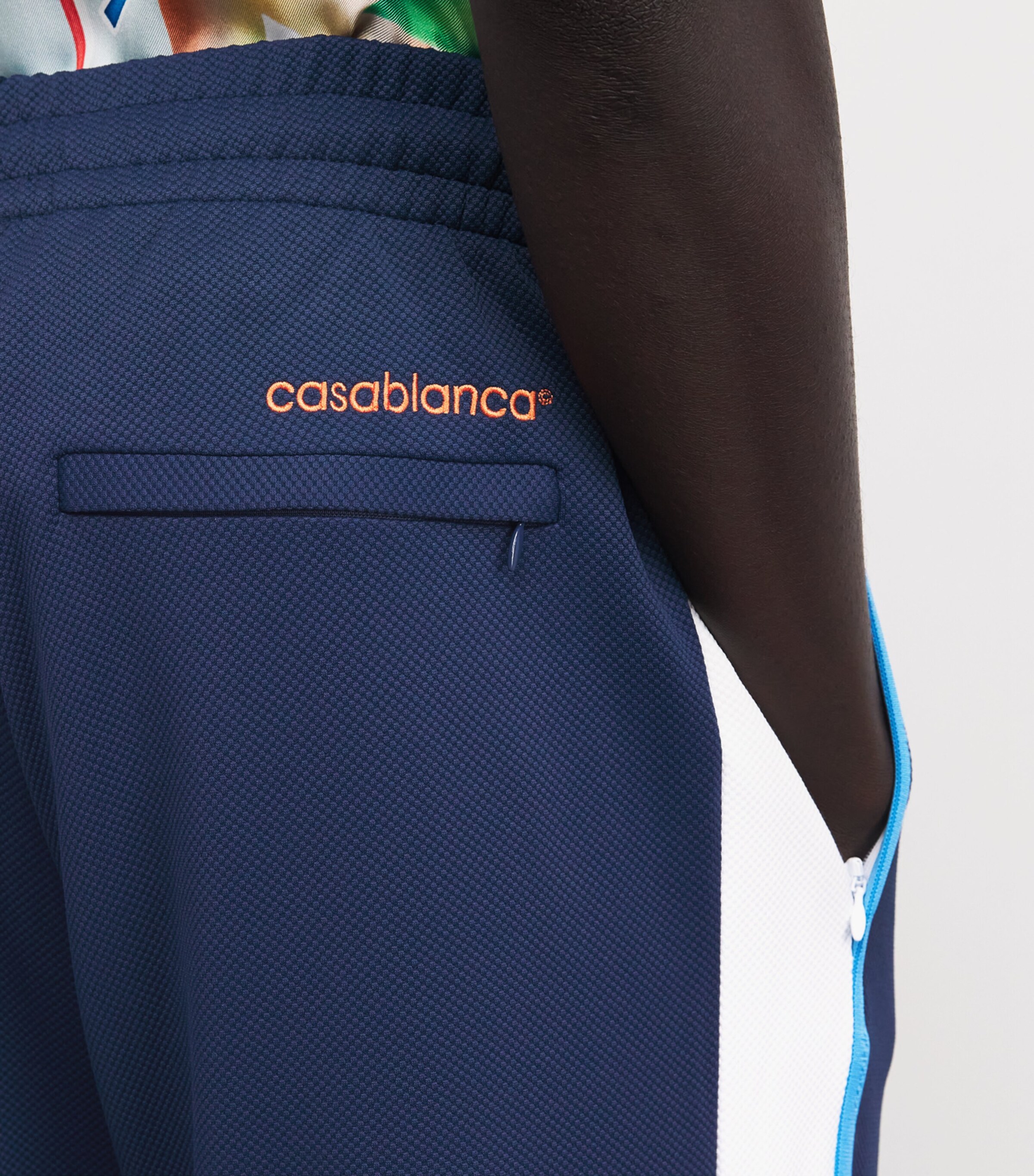 Casablanca Mens Piqué Track Pants Navy / White Image 6